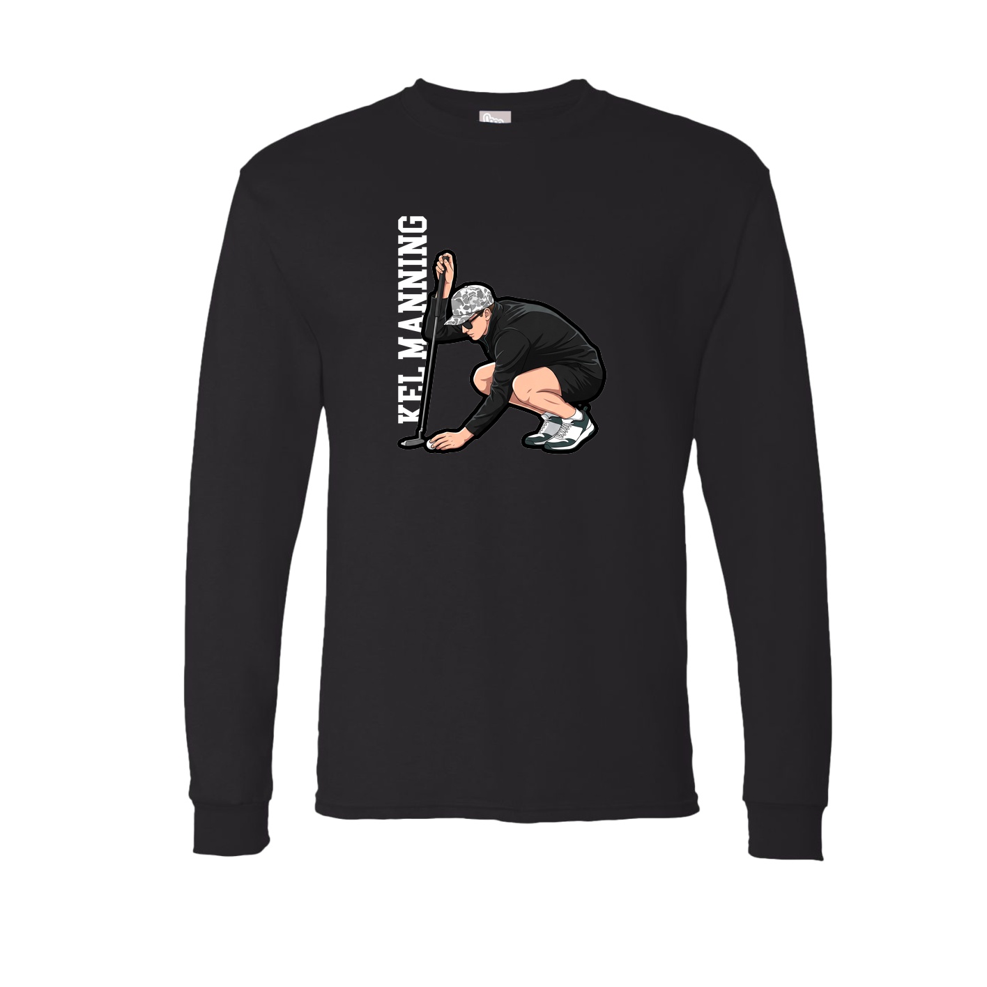 Long Sleeve Tee — Name Vertical in Black