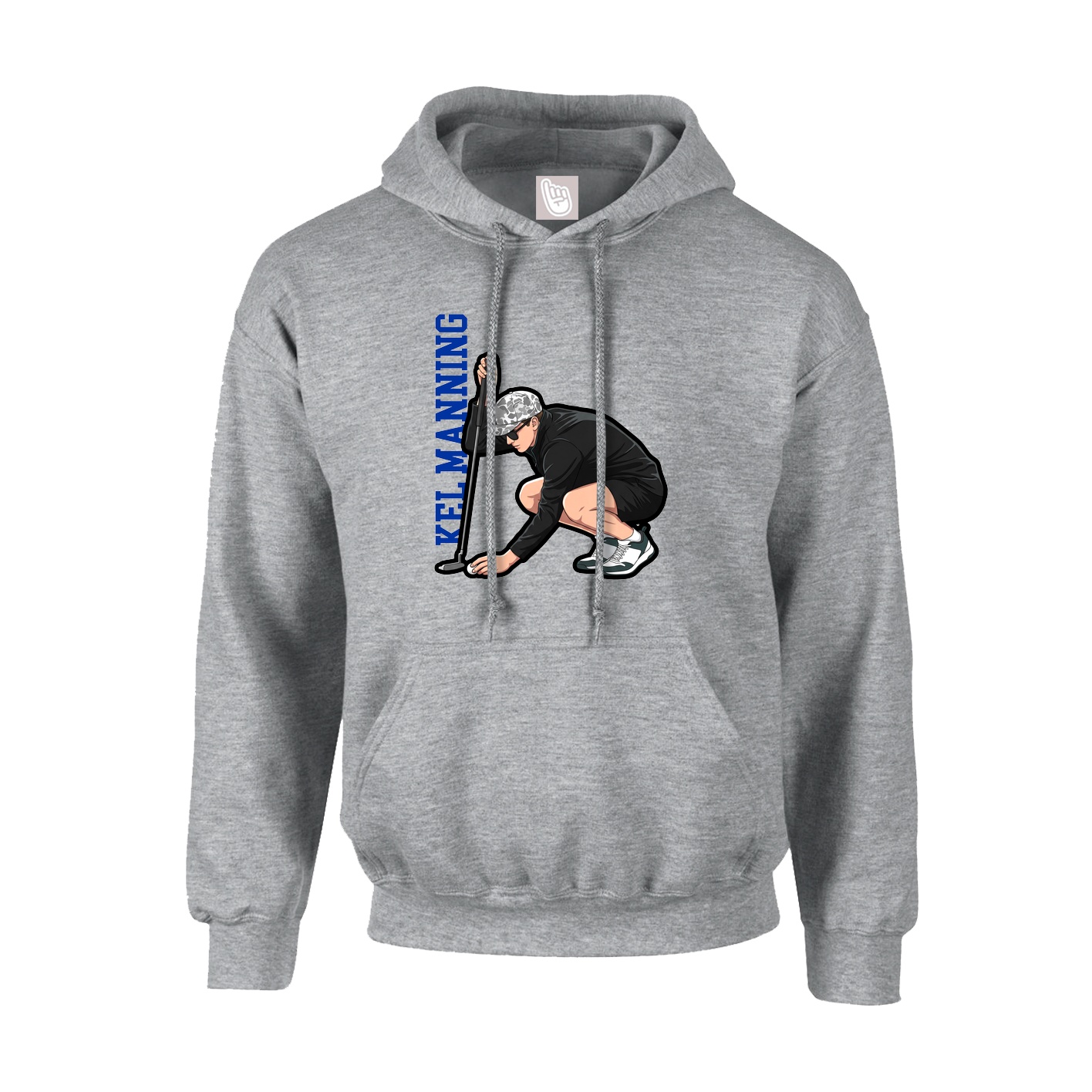 Youth Hoodie — Name Vertical in Grey