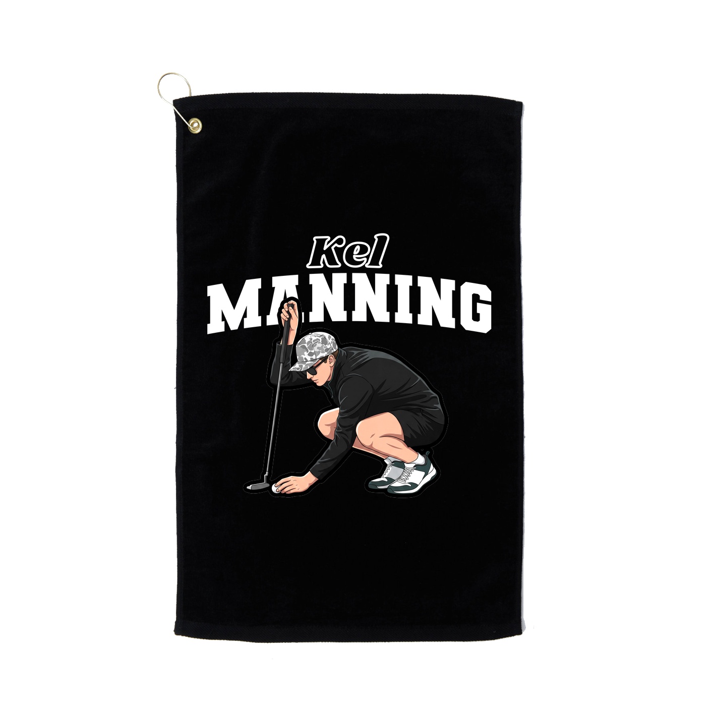Golf Towel — Name Arch in Black