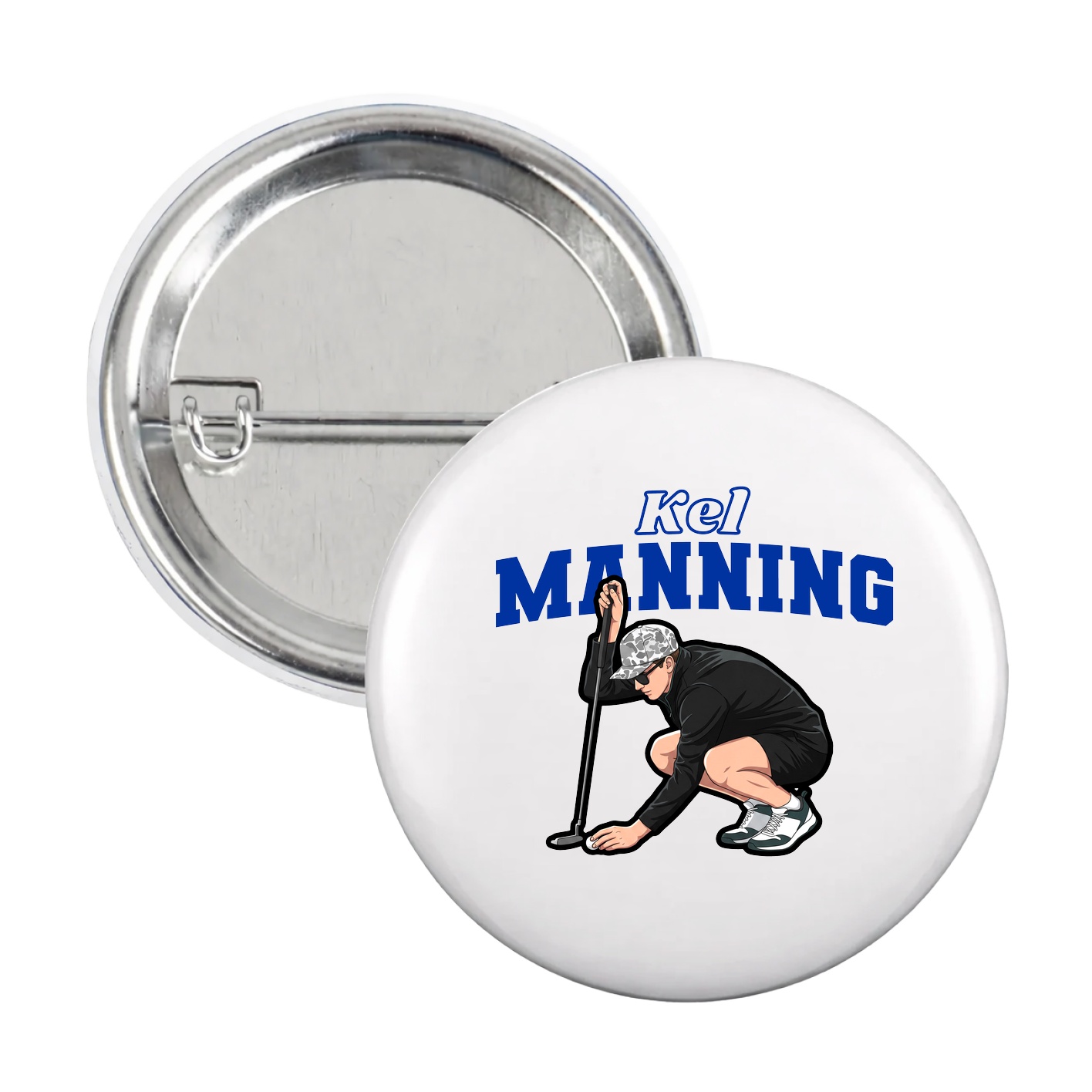Game Day Button — Name Arch in White