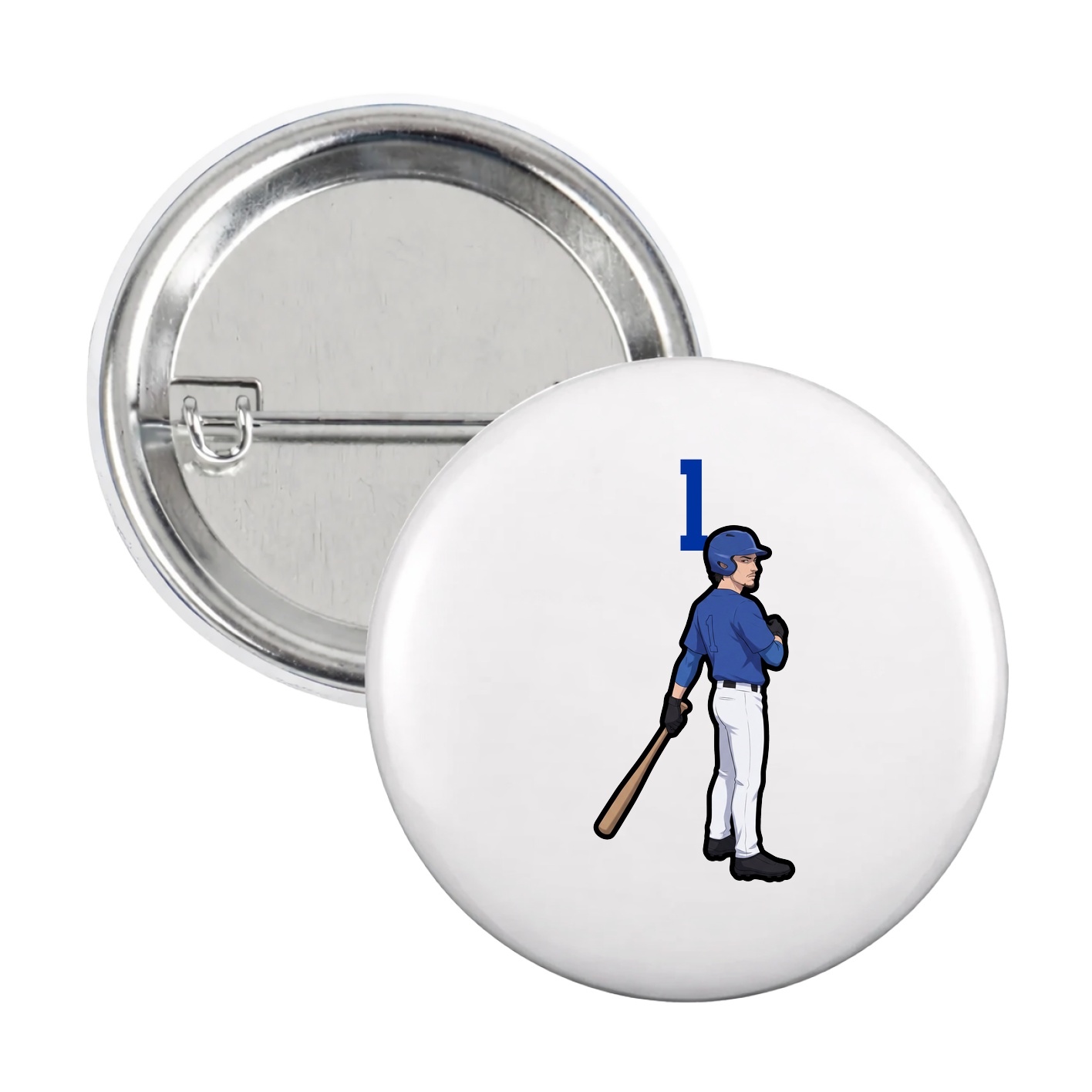 Game Day Button — Number Top in White