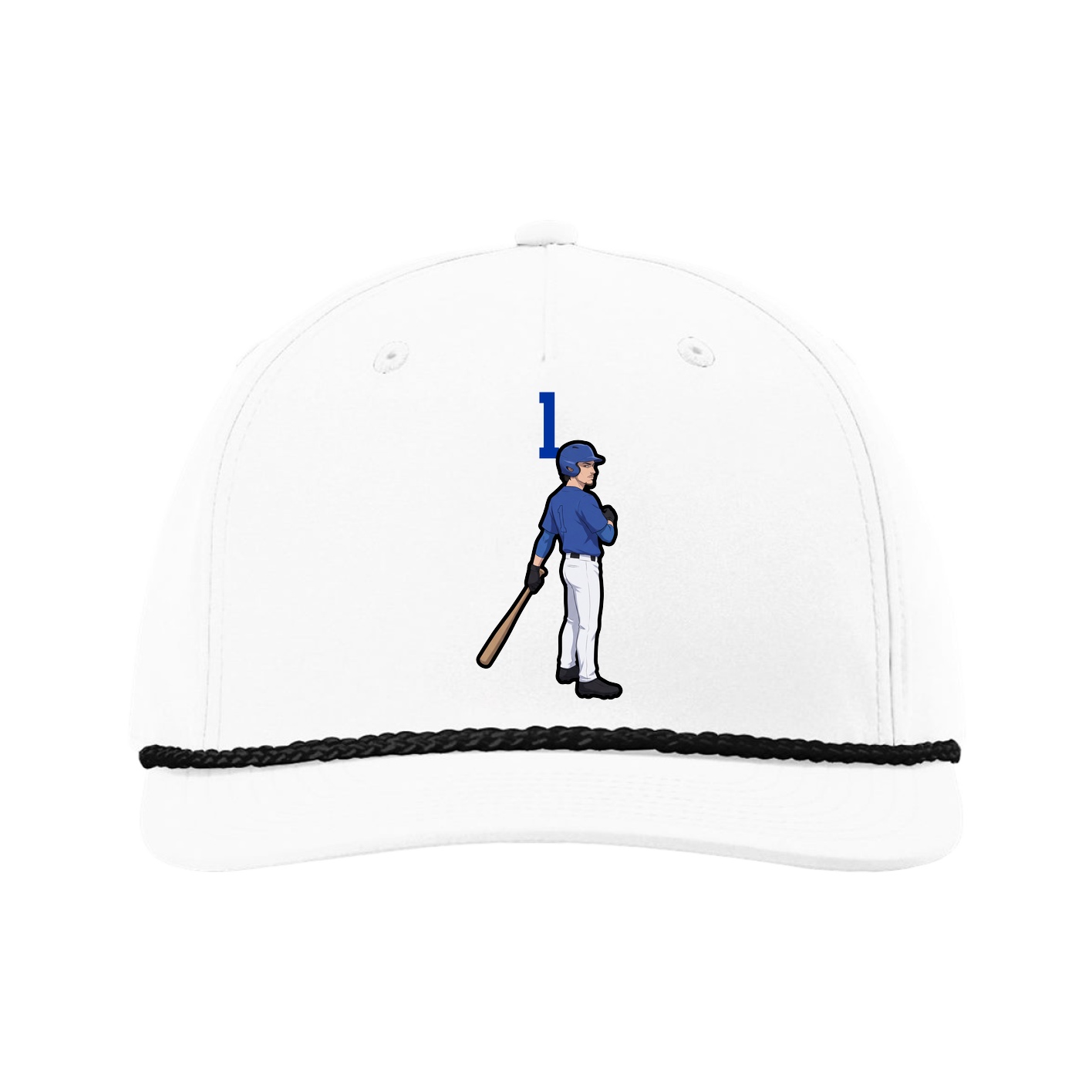 Five-Panel Classic Rope Cap — Number Top in White