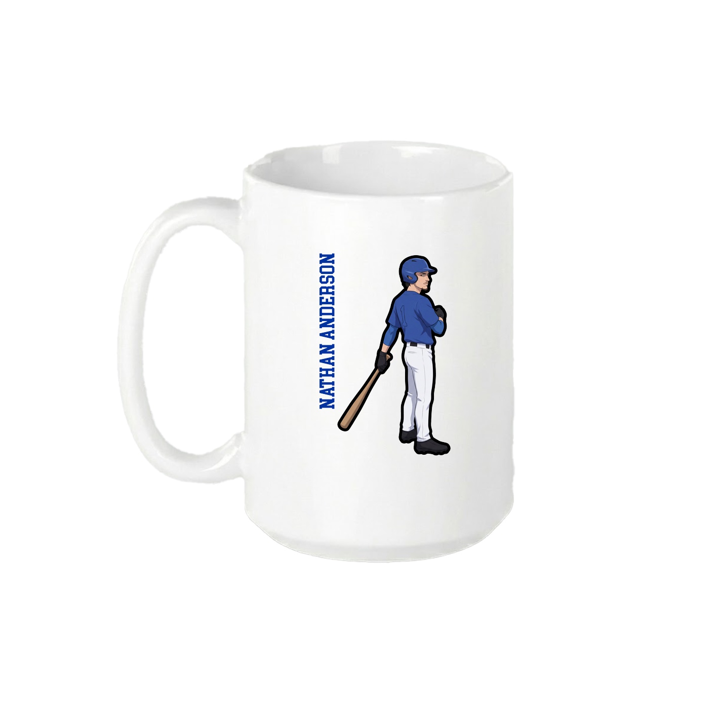 15oz Coffee Mug — Name Vertical in White
