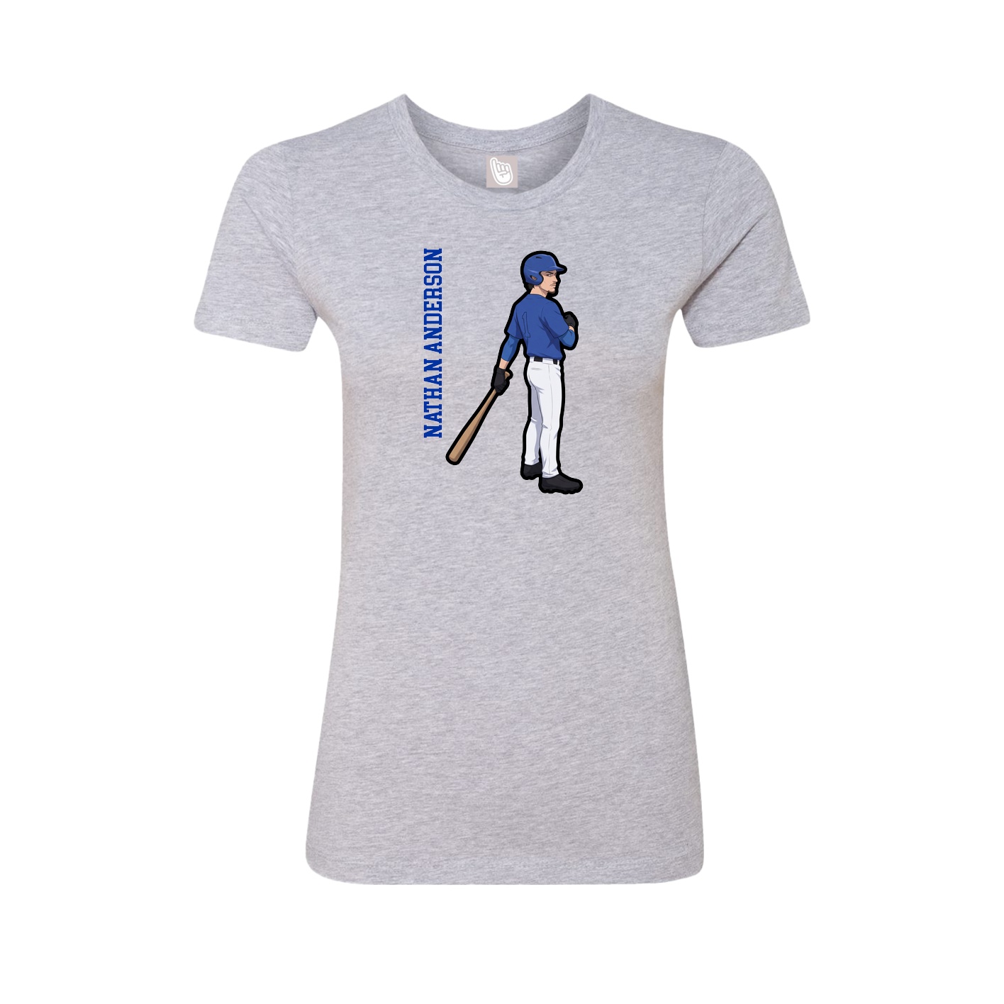 Fitted Women's Tee — Name Vertical in Grey