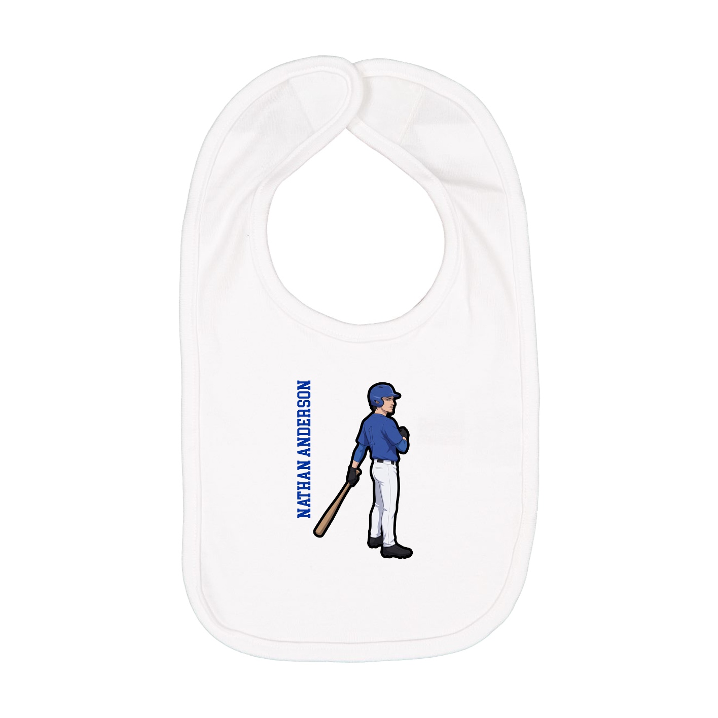 Infant Bib — Name Vertical in White
