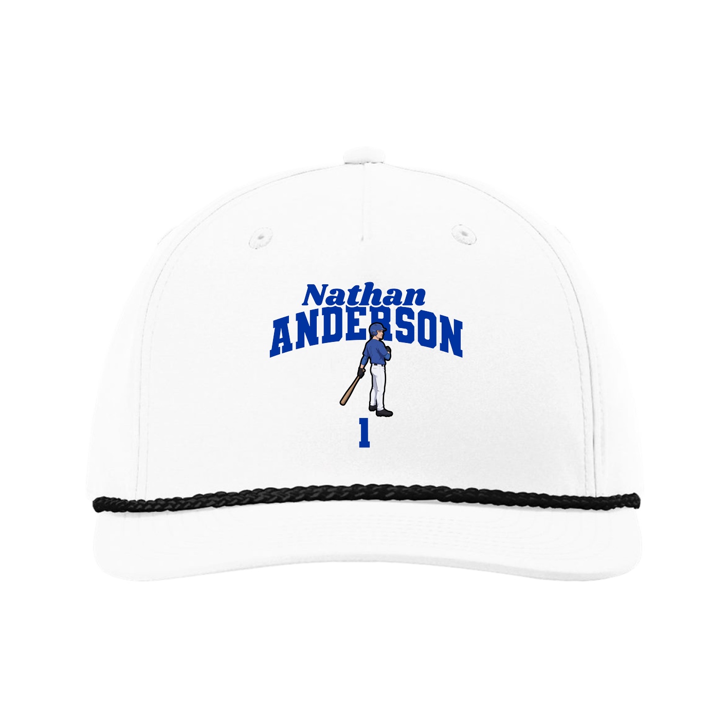 Five-Panel Classic Rope Cap — Signature Arch in White