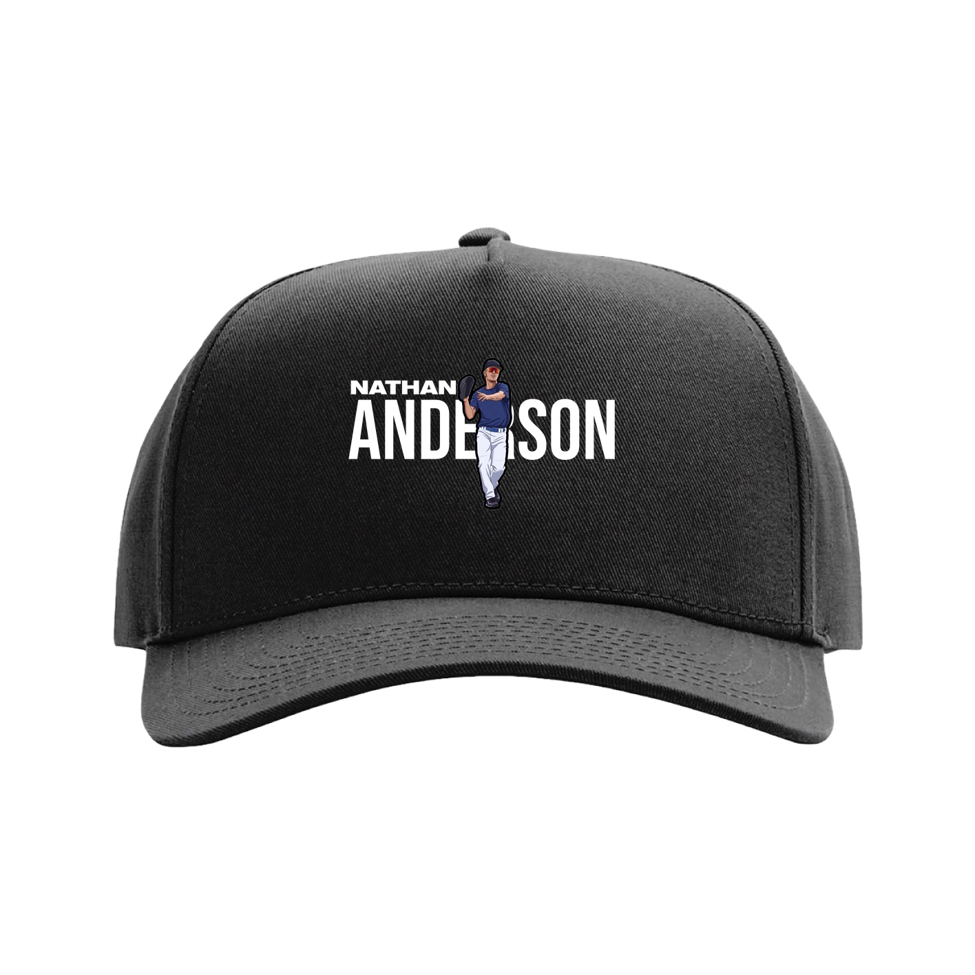 Full Fabric Five-Panel Champ Cap — Player Name in Black