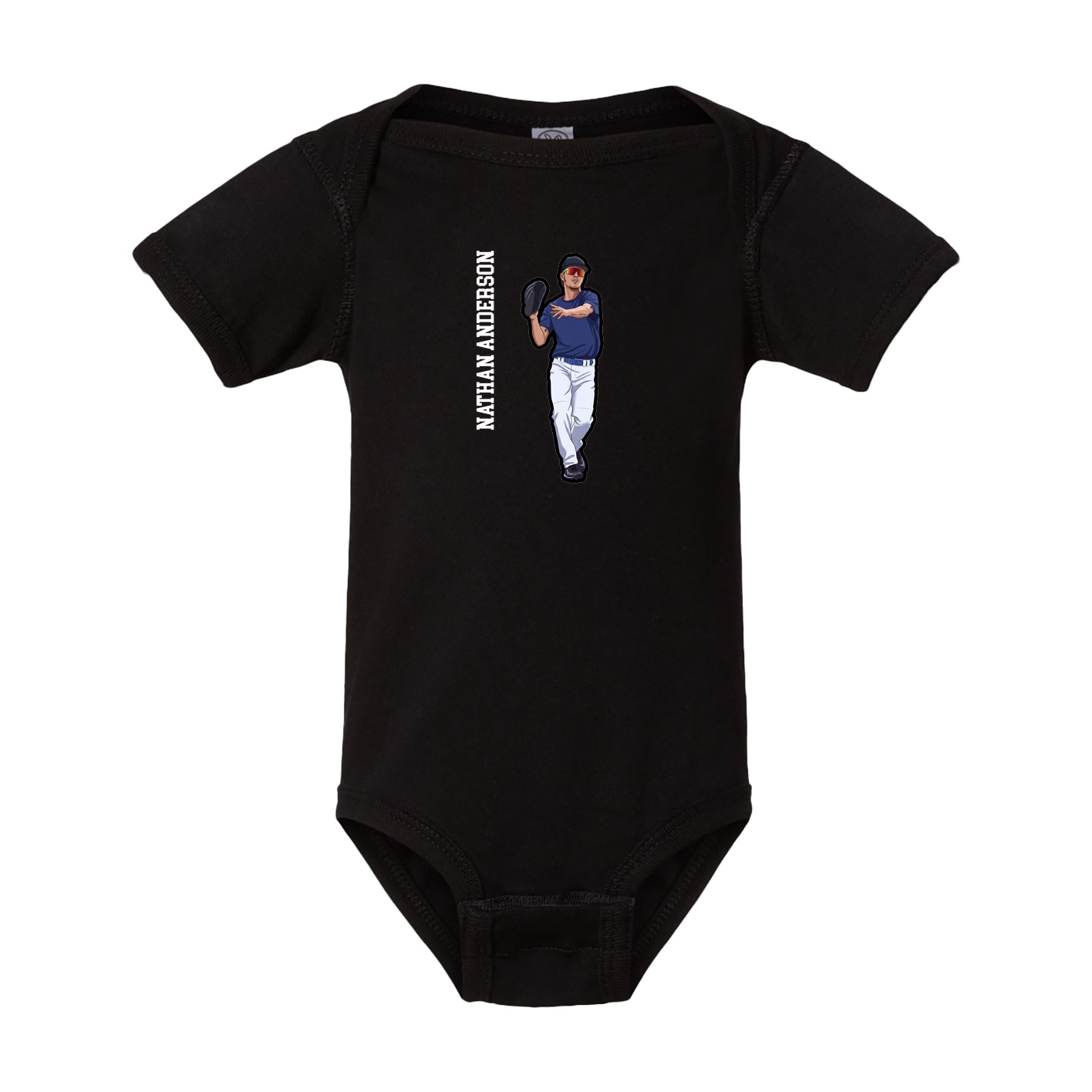 Baby Onesie — Name Vertical in Black