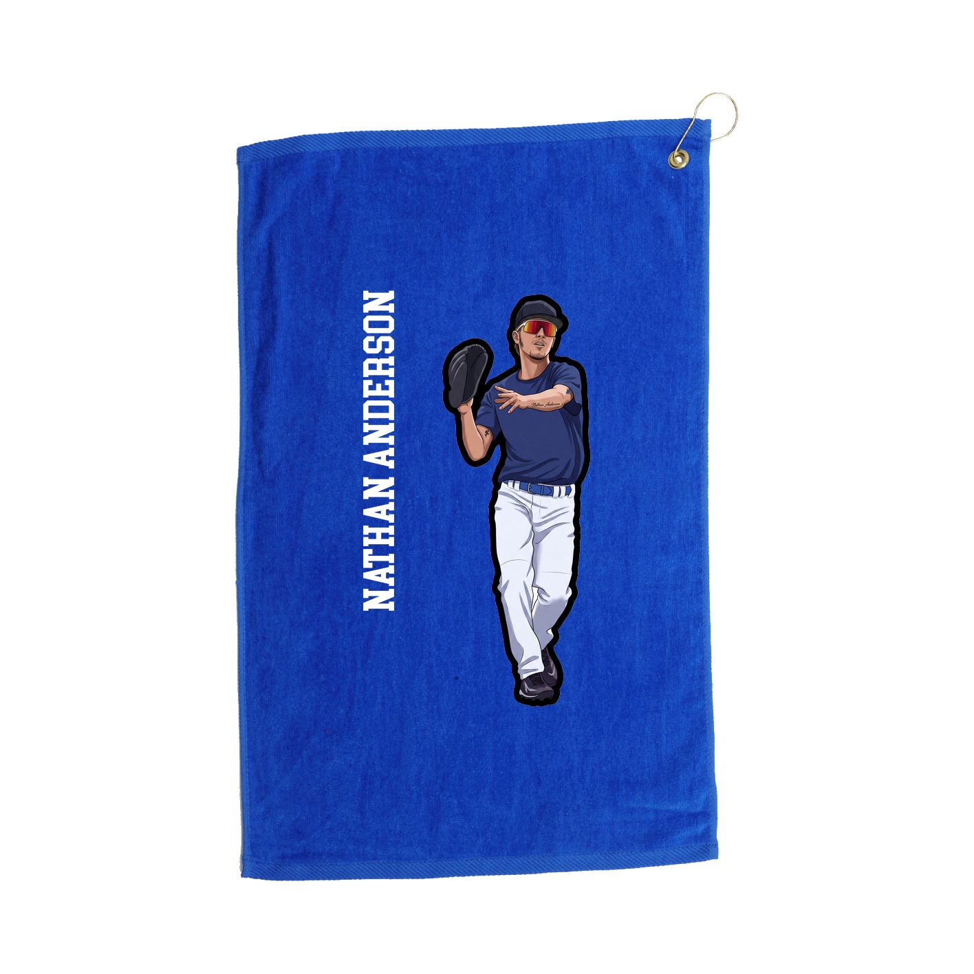 Golf Towel — Name Vertical in Royal