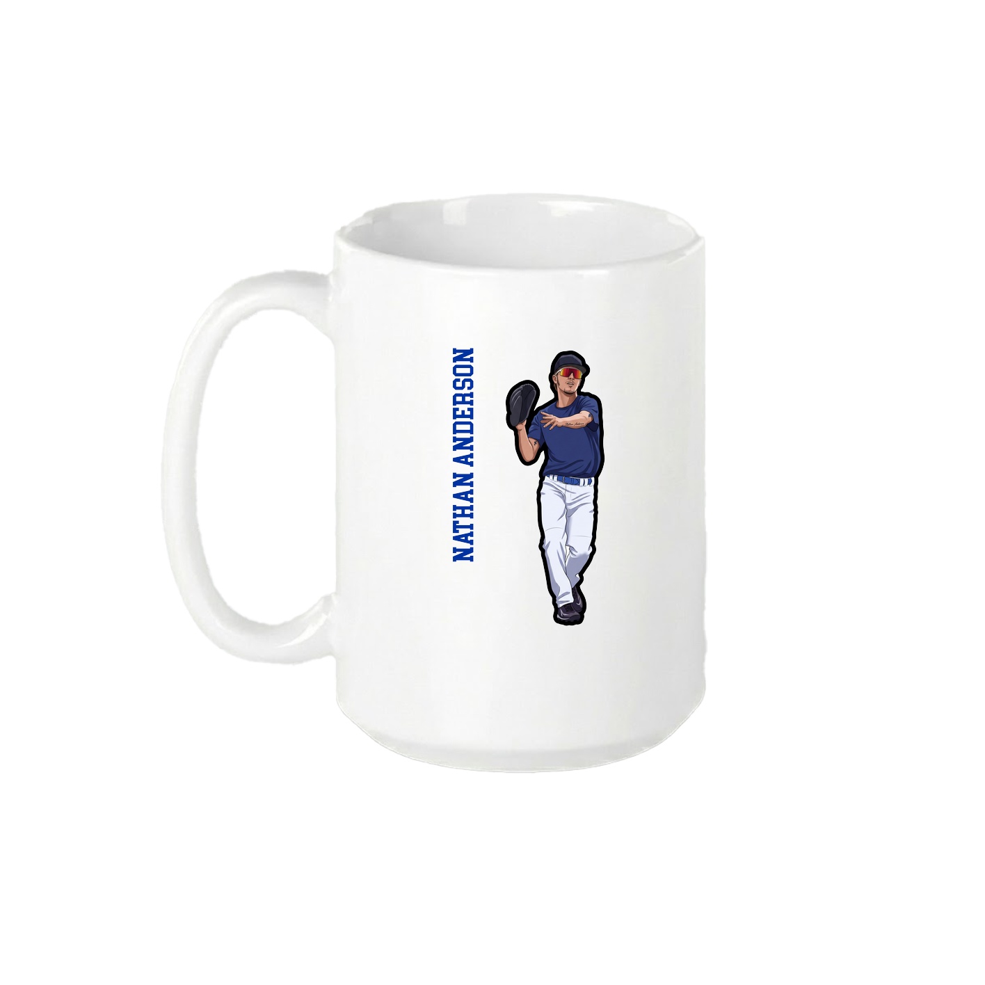 15oz Coffee Mug — Name Vertical in White