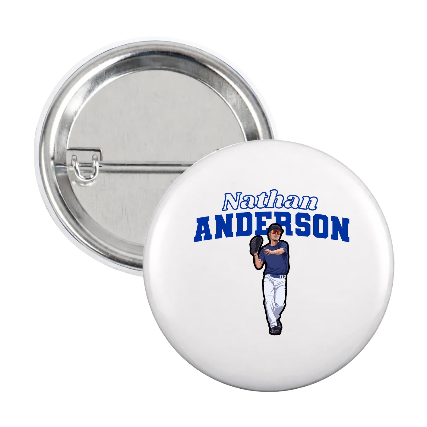 Game Day Button — Name Arch in White