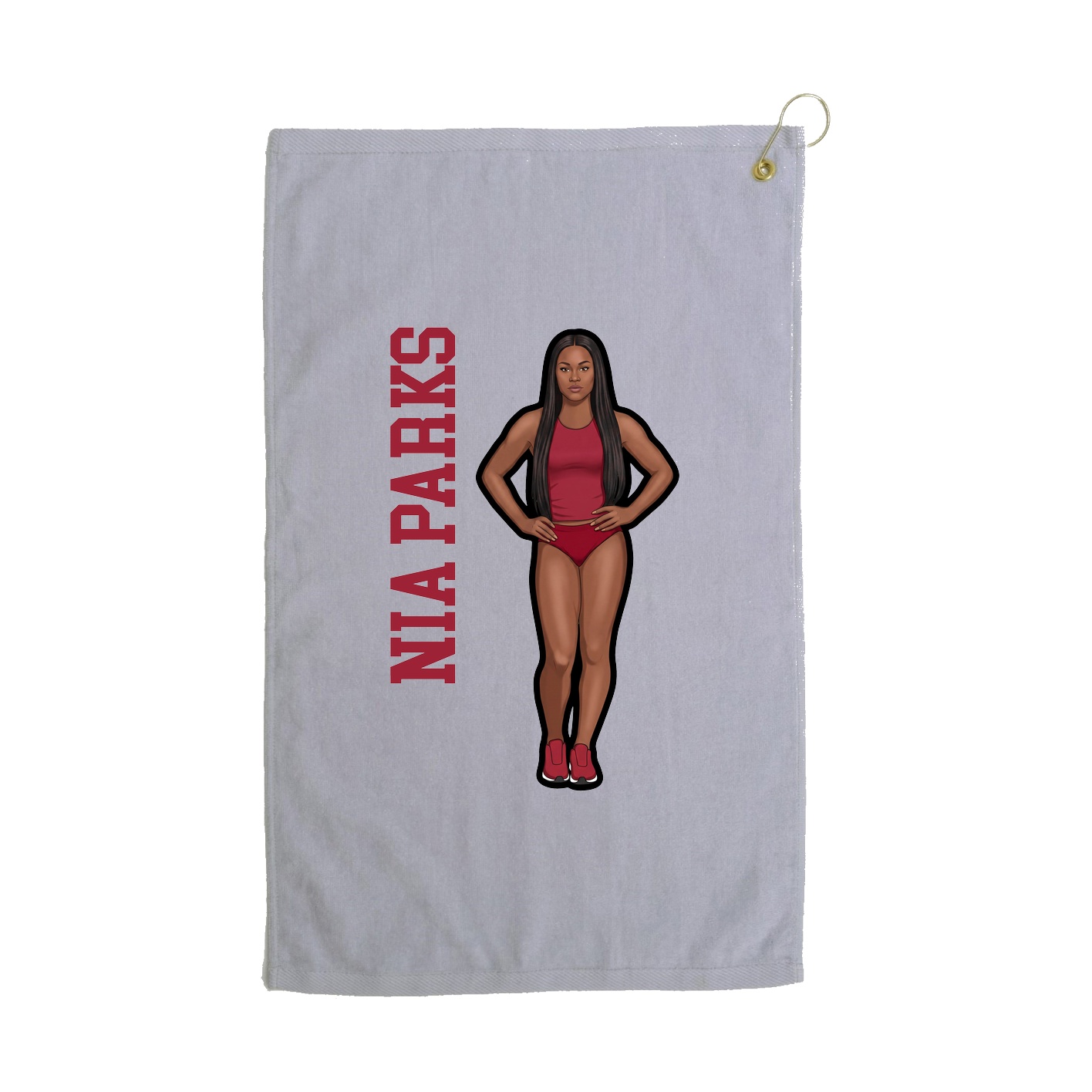 Golf Towel — Name Vertical in Grey