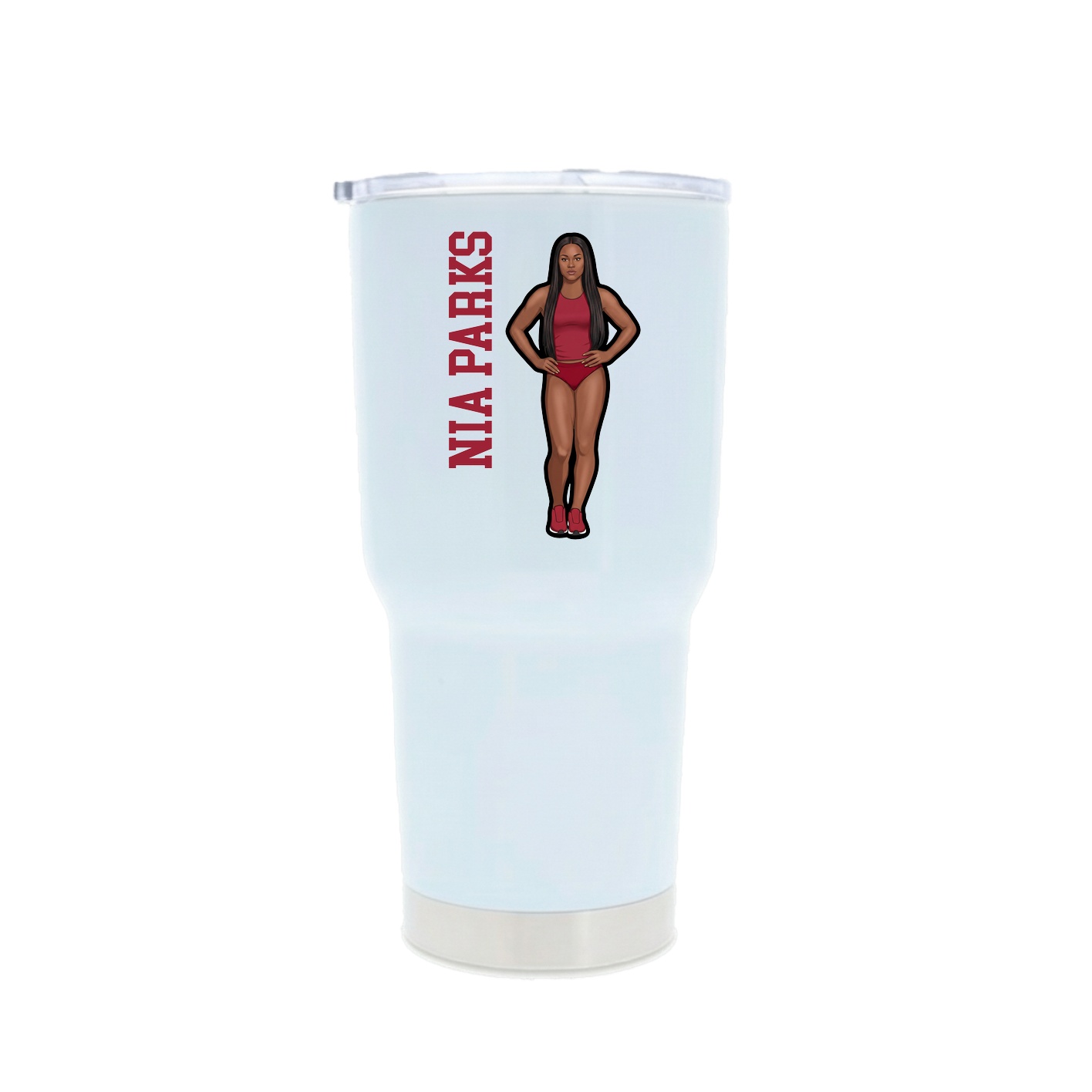 30oz Stainless Steel Tumbler — Name Vertical in White