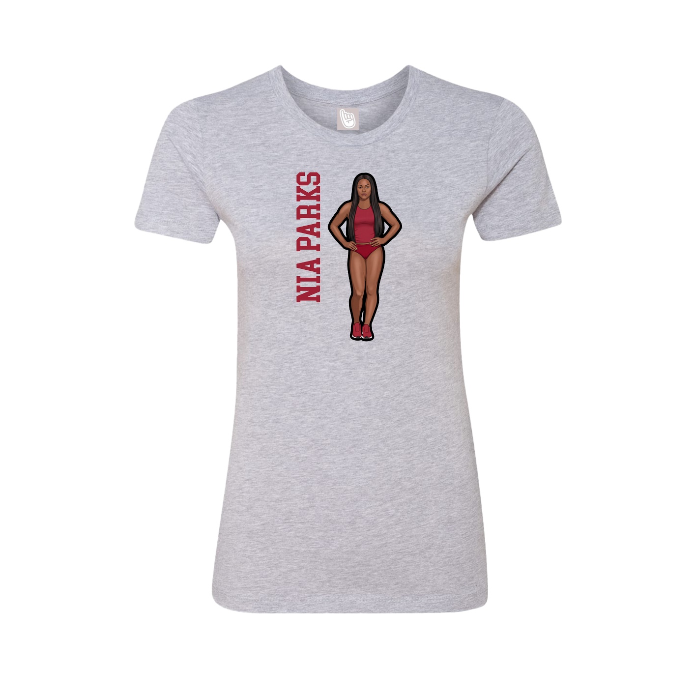 Fitted Women's Tee — Name Vertical in Grey