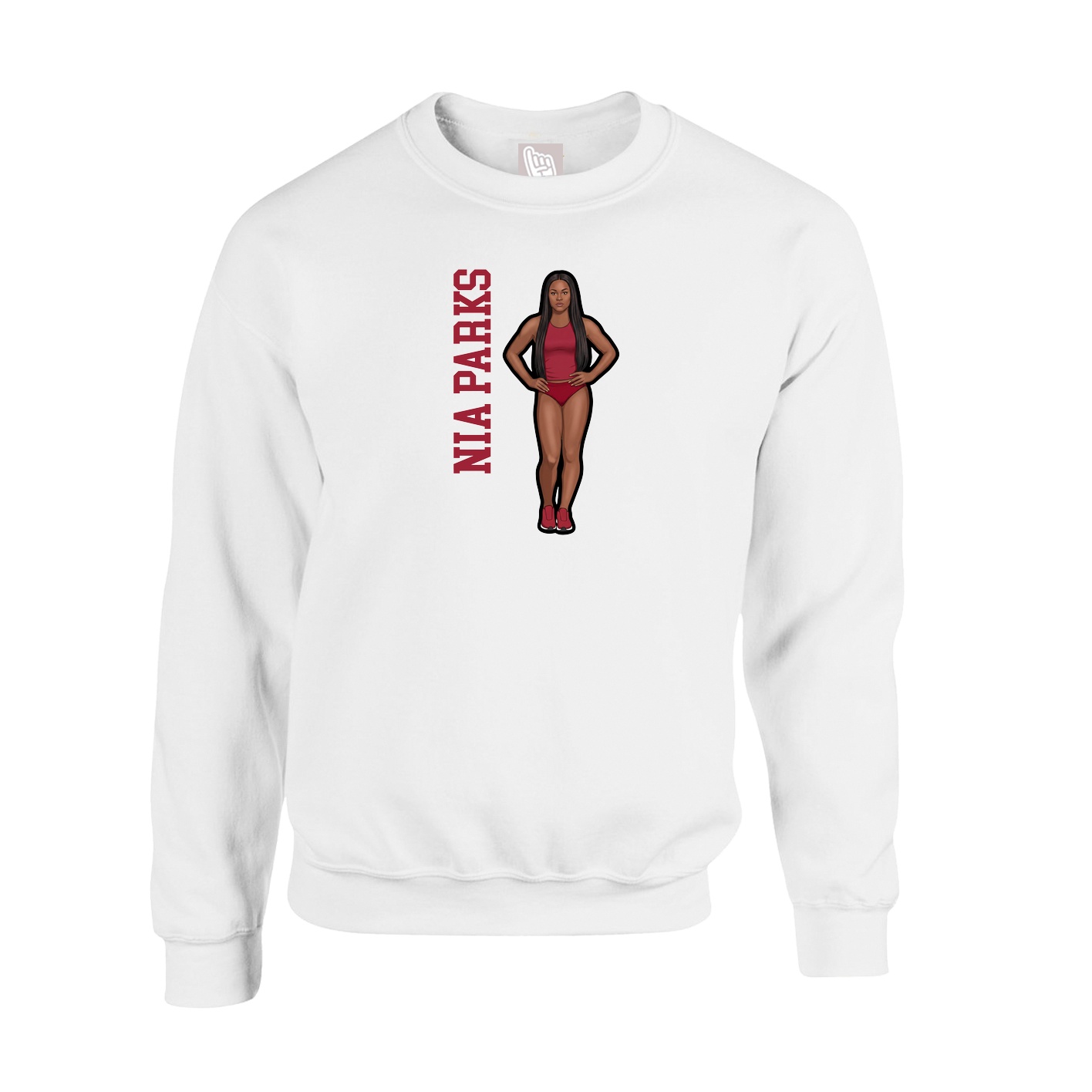 Fleece Crew — Name Vertical in White