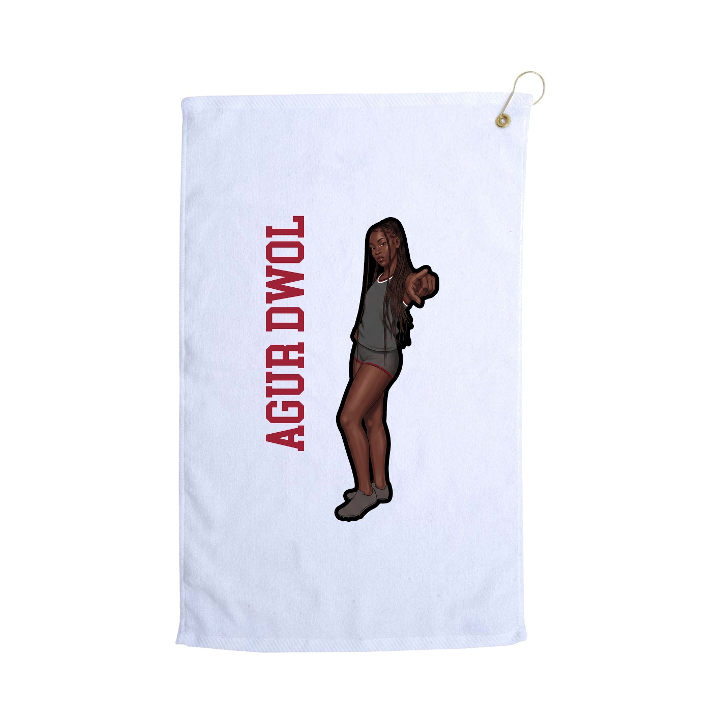 Golf Towel — Name Vertical in White