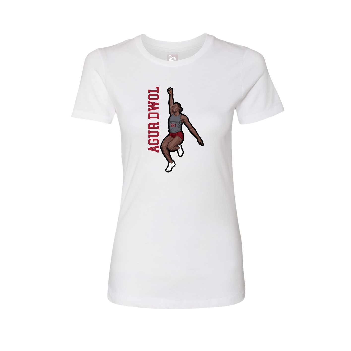 Fitted Women's Tee — Name Vertical in White