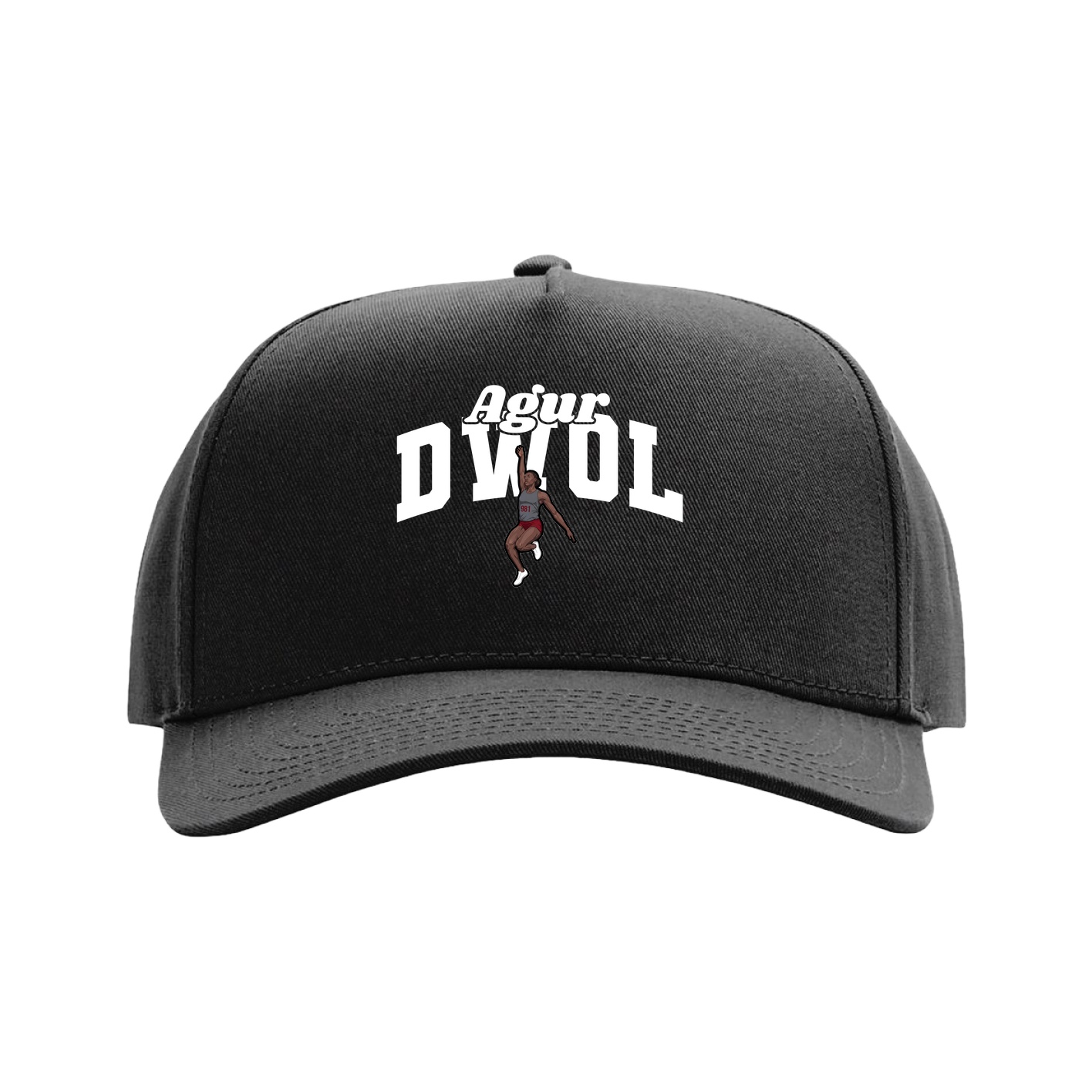 Full Fabric Five-Panel Champ Cap — Signature Arch in Black
