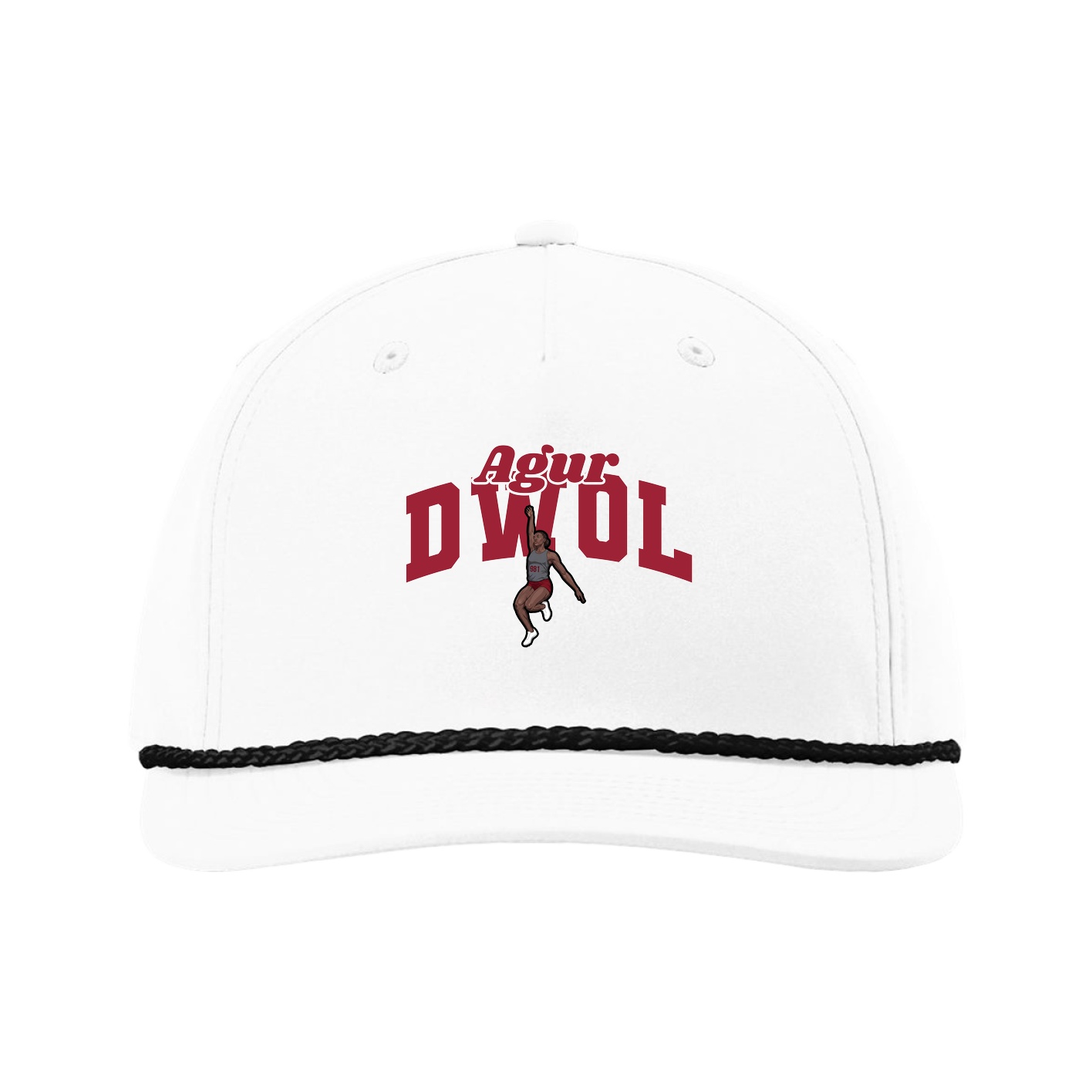 Five-Panel Classic Rope Cap — Signature Arch in White