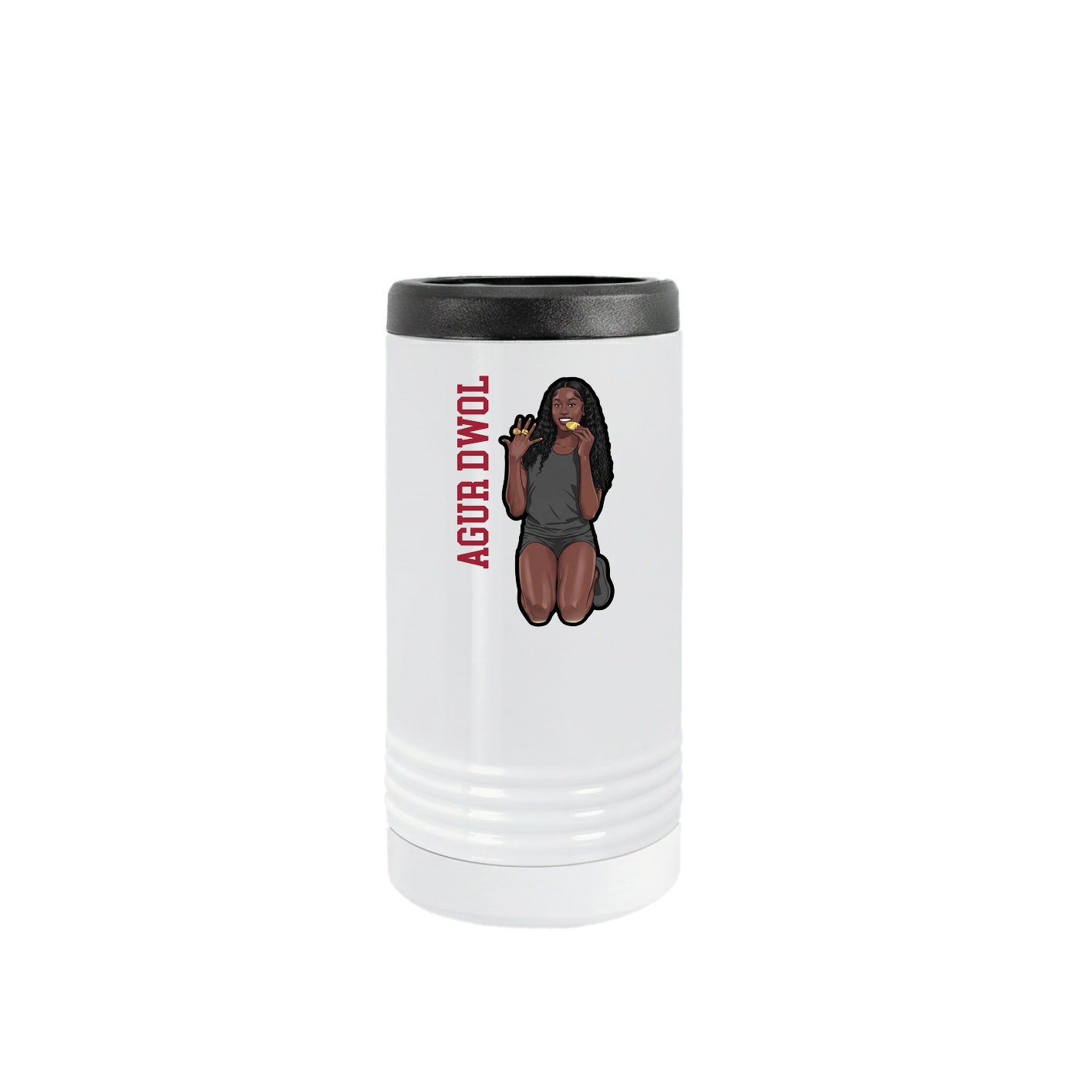 Slim Beverage Holder — Name Vertical in White
