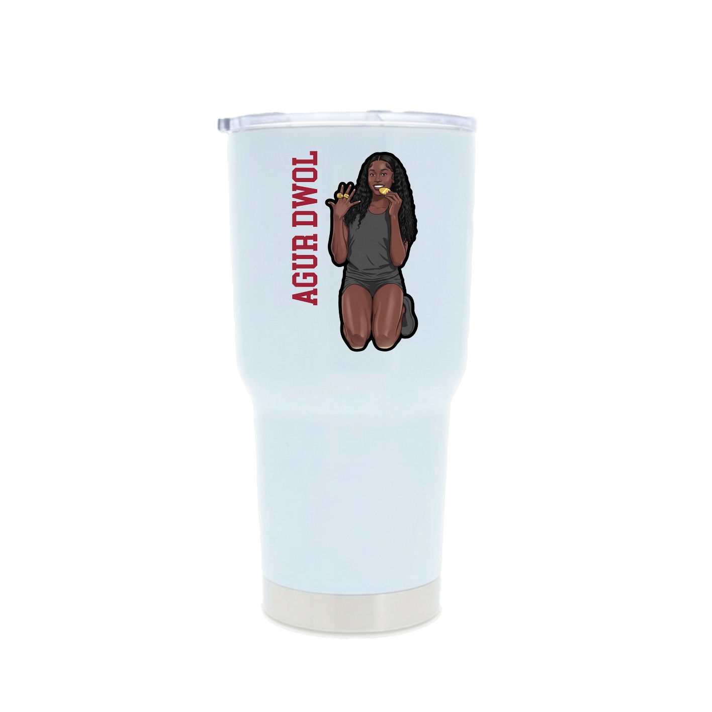 30oz Stainless Steel Tumbler — Name Vertical in White