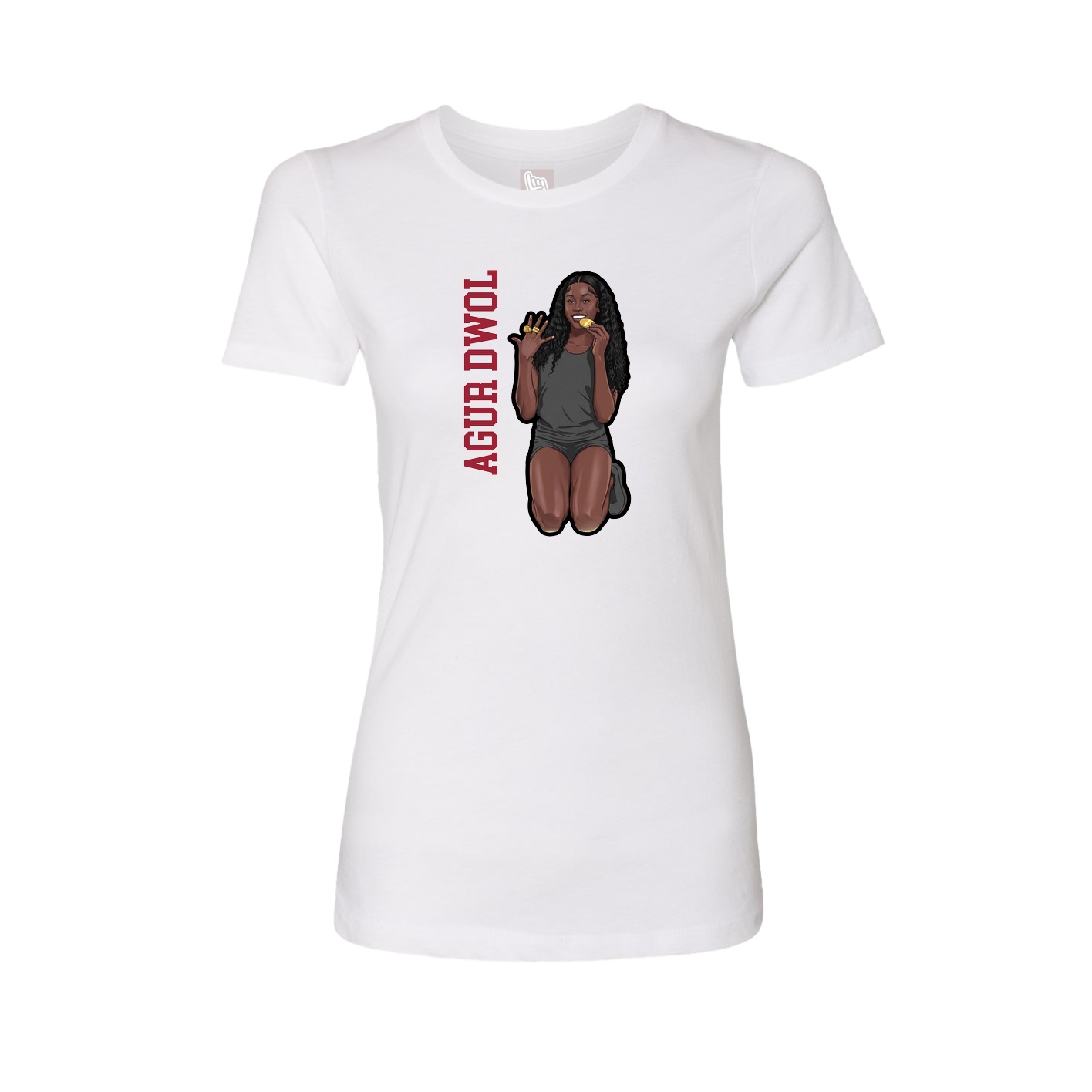 Fitted Women's Tee — Name Vertical in White
