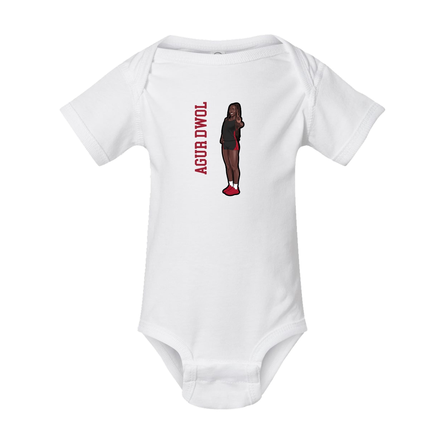 Baby Onesie — Name Vertical in White