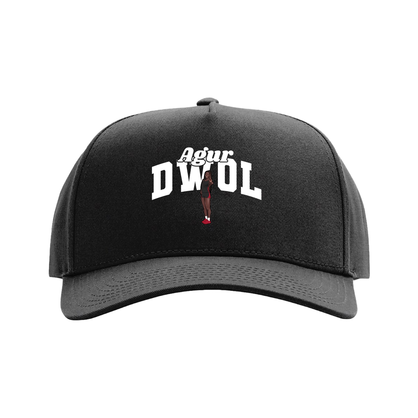 Full Fabric Five-Panel Champ Cap — Signature Arch in Black