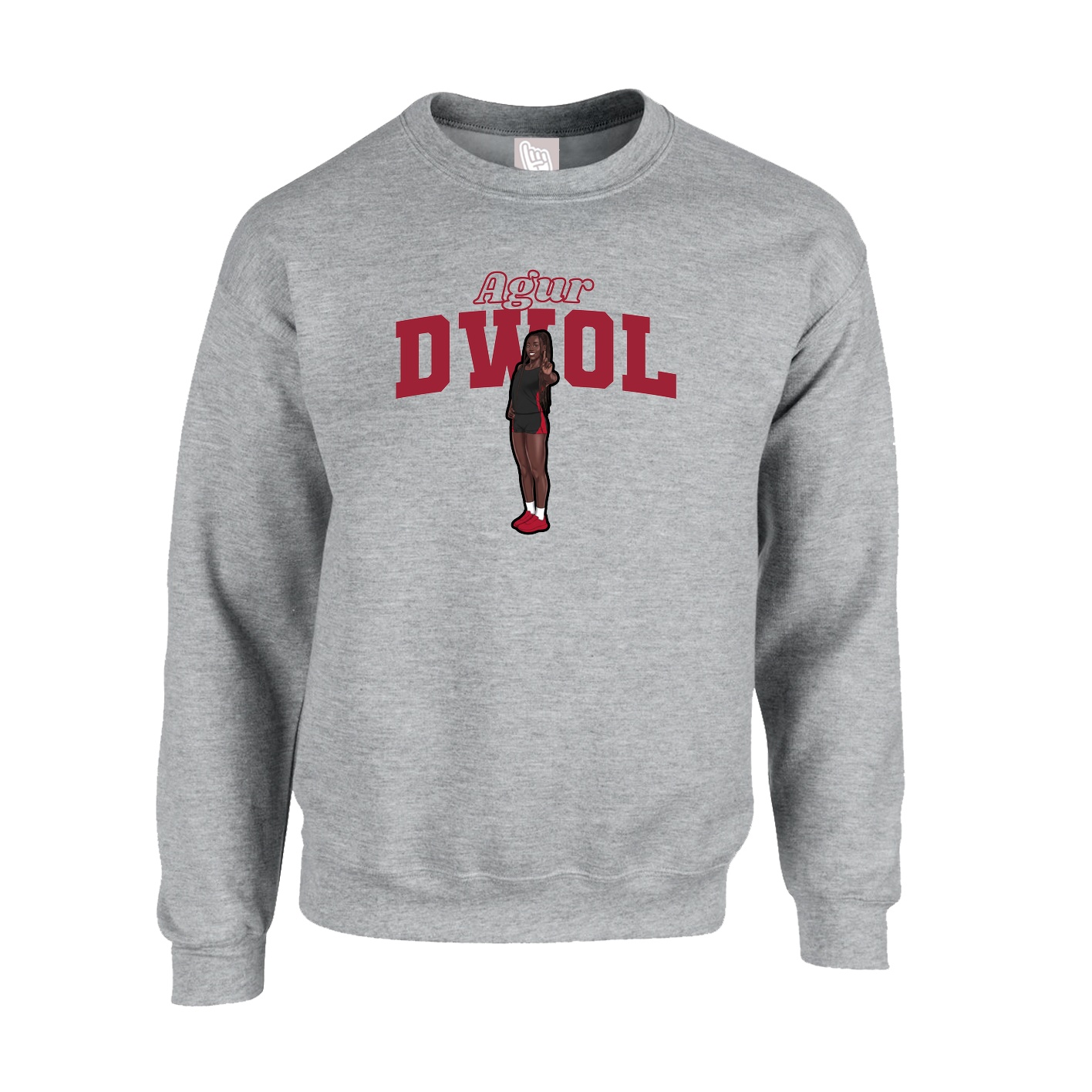 Fleece Crew — Name Arch in Grey