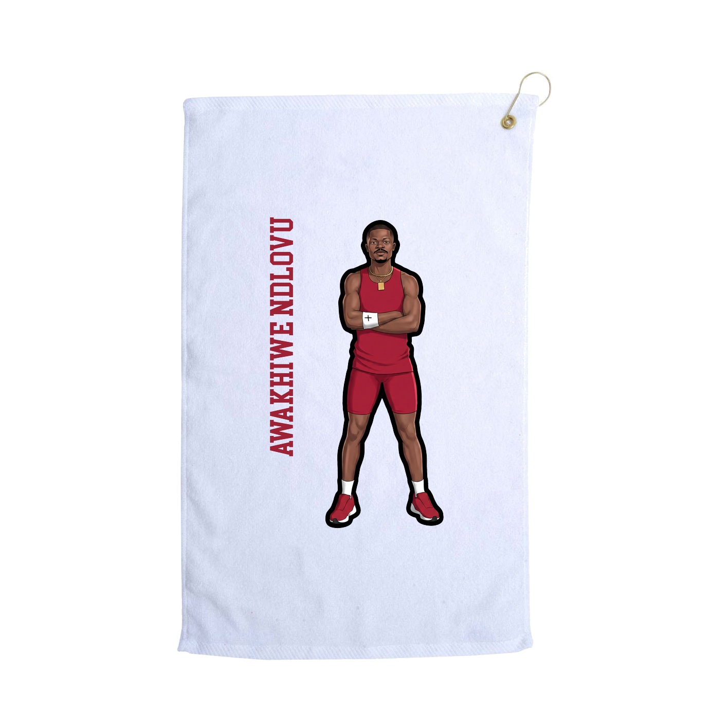 Golf Towel — Name Vertical in White