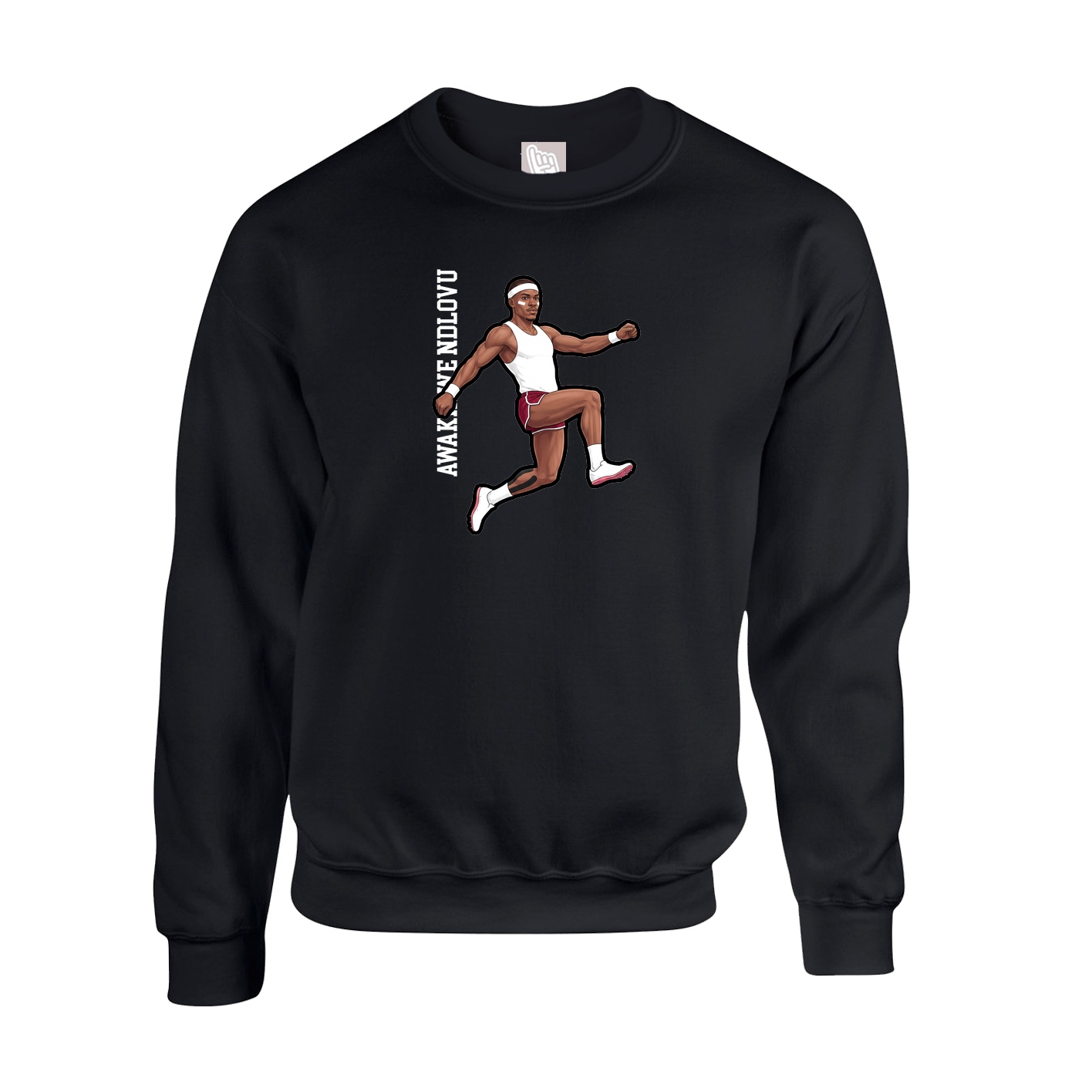 Fleece Crew — Name Vertical in Black