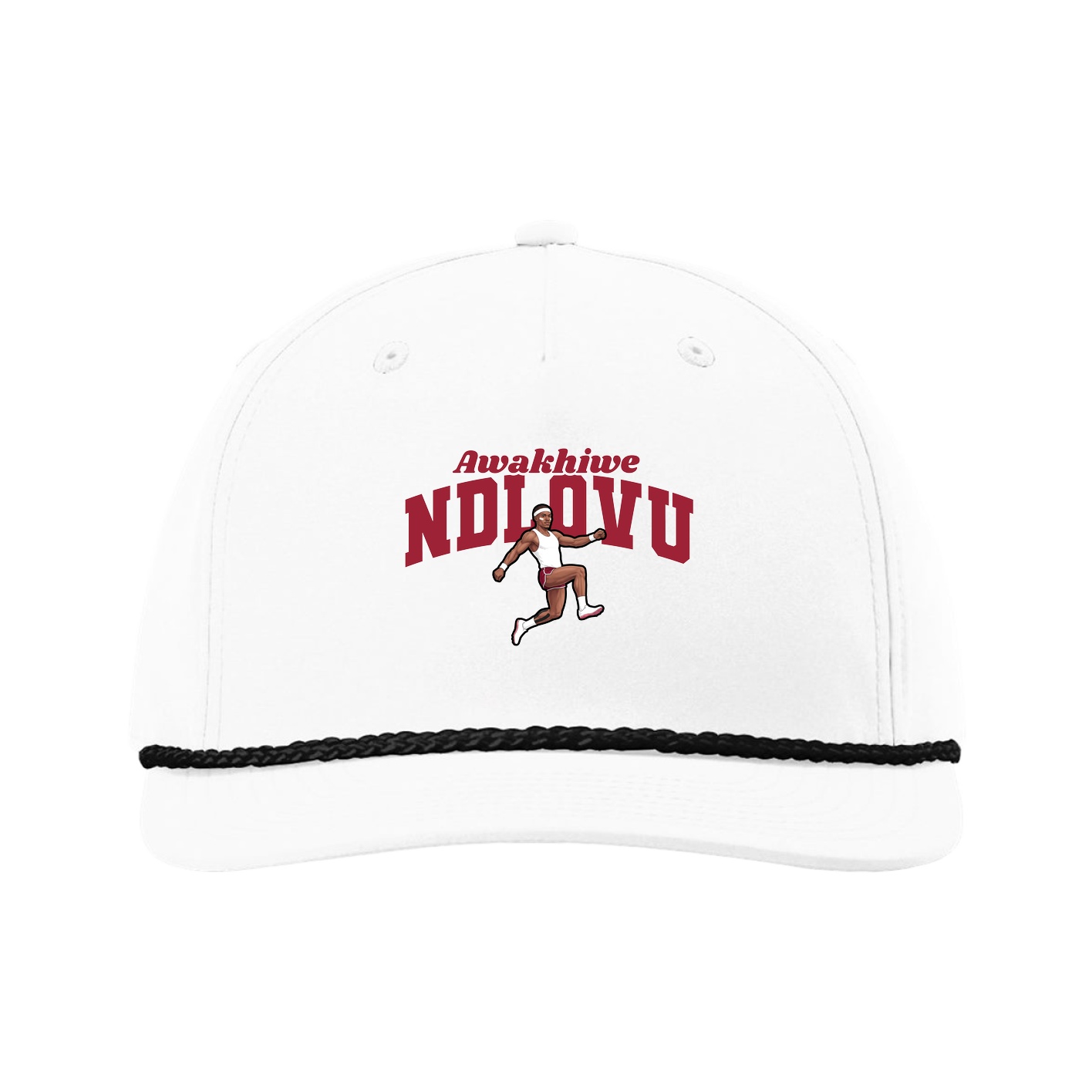 Five-Panel Classic Rope Cap — Signature Arch in White