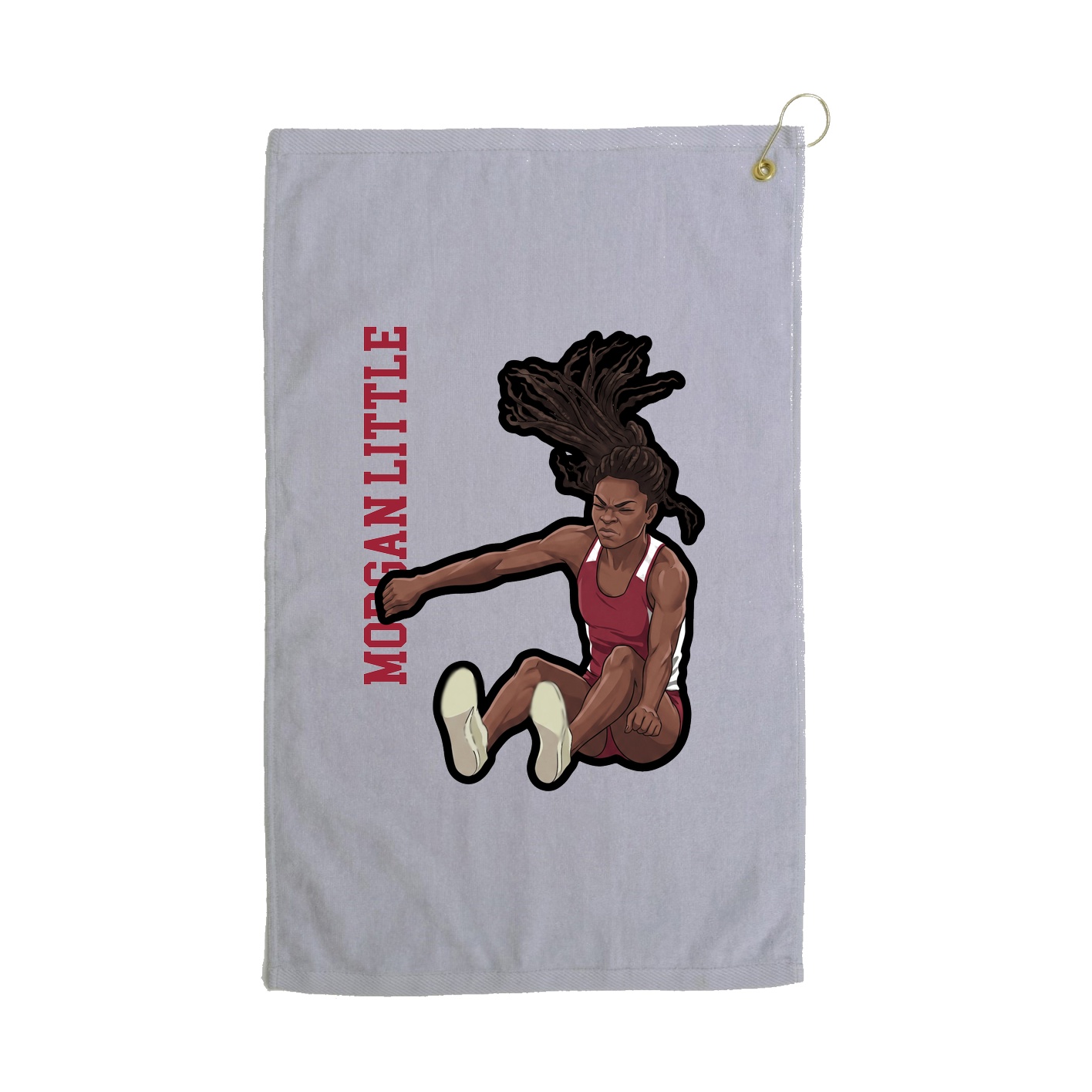 Golf Towel — Name Vertical in Grey