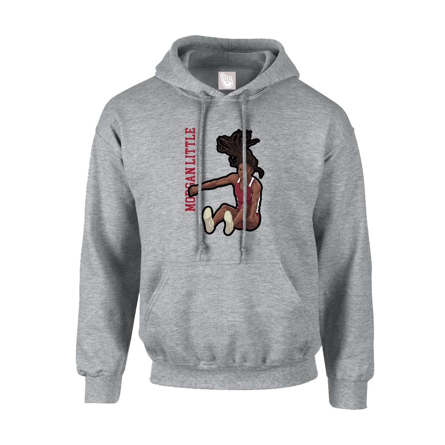 Youth Hoodie — Name Vertical in Grey