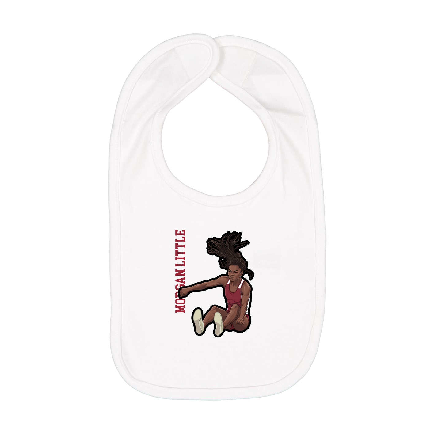 Infant Bib — Name Vertical in White