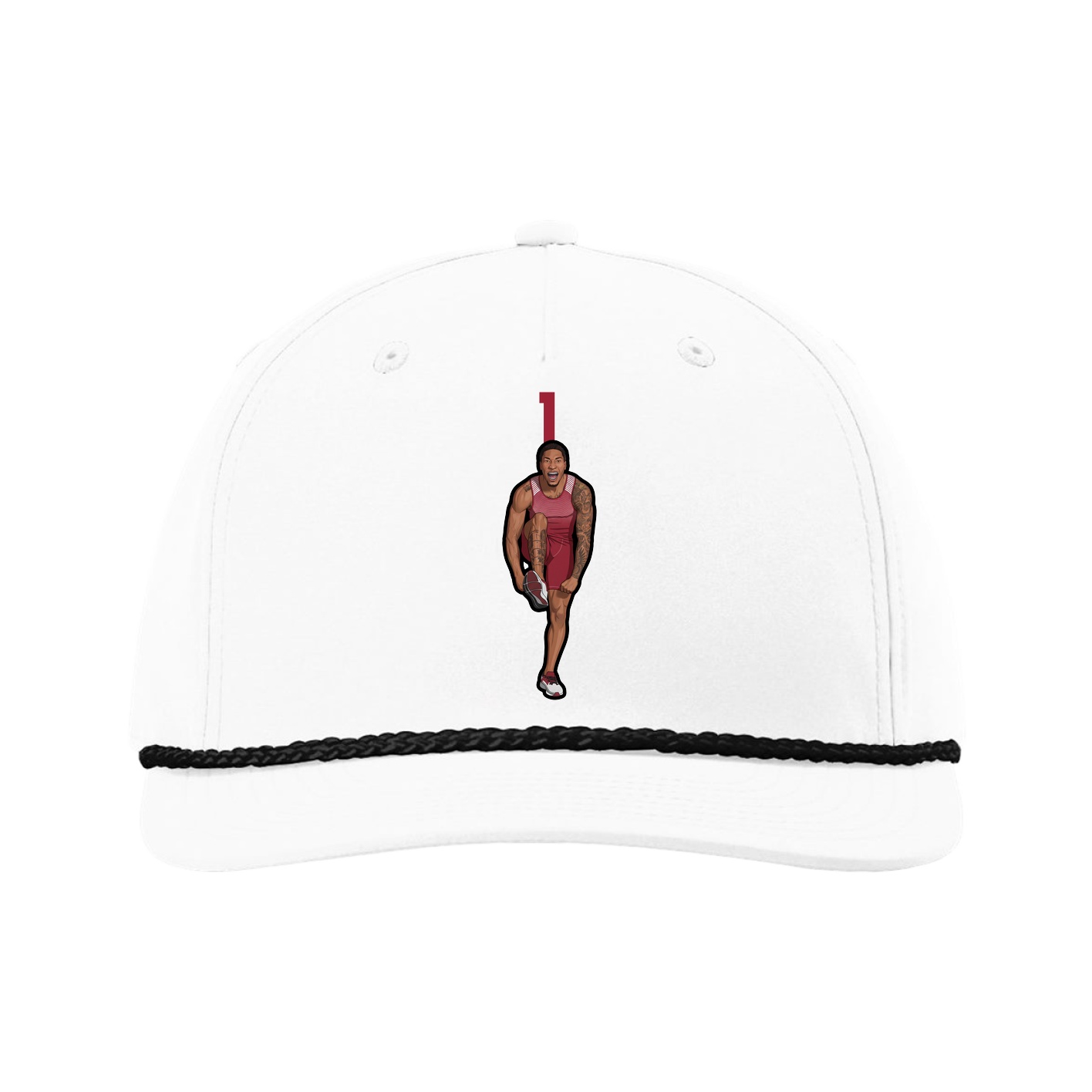 Five-Panel Classic Rope Cap — Number Top in White