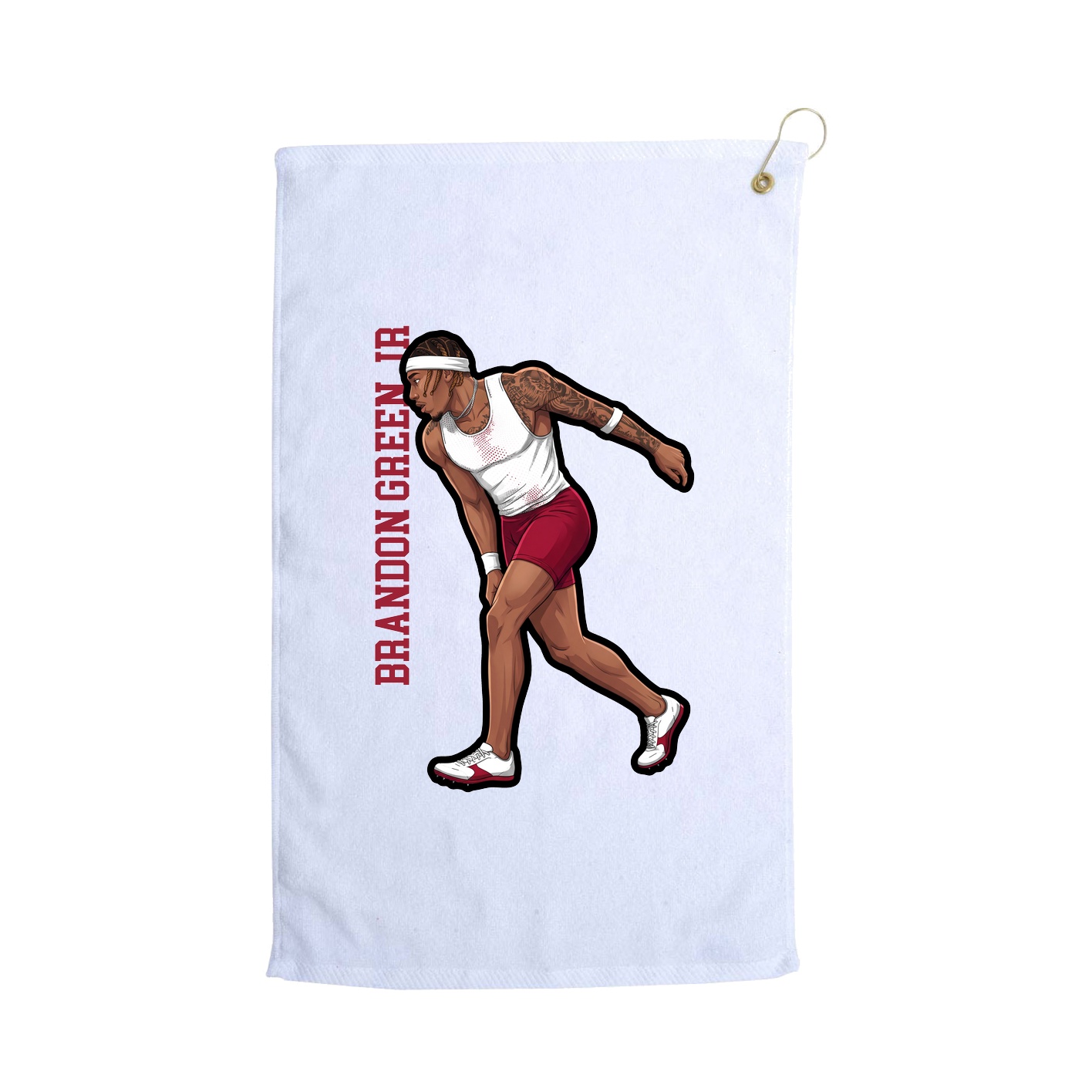 Golf Towel — Name Vertical in White