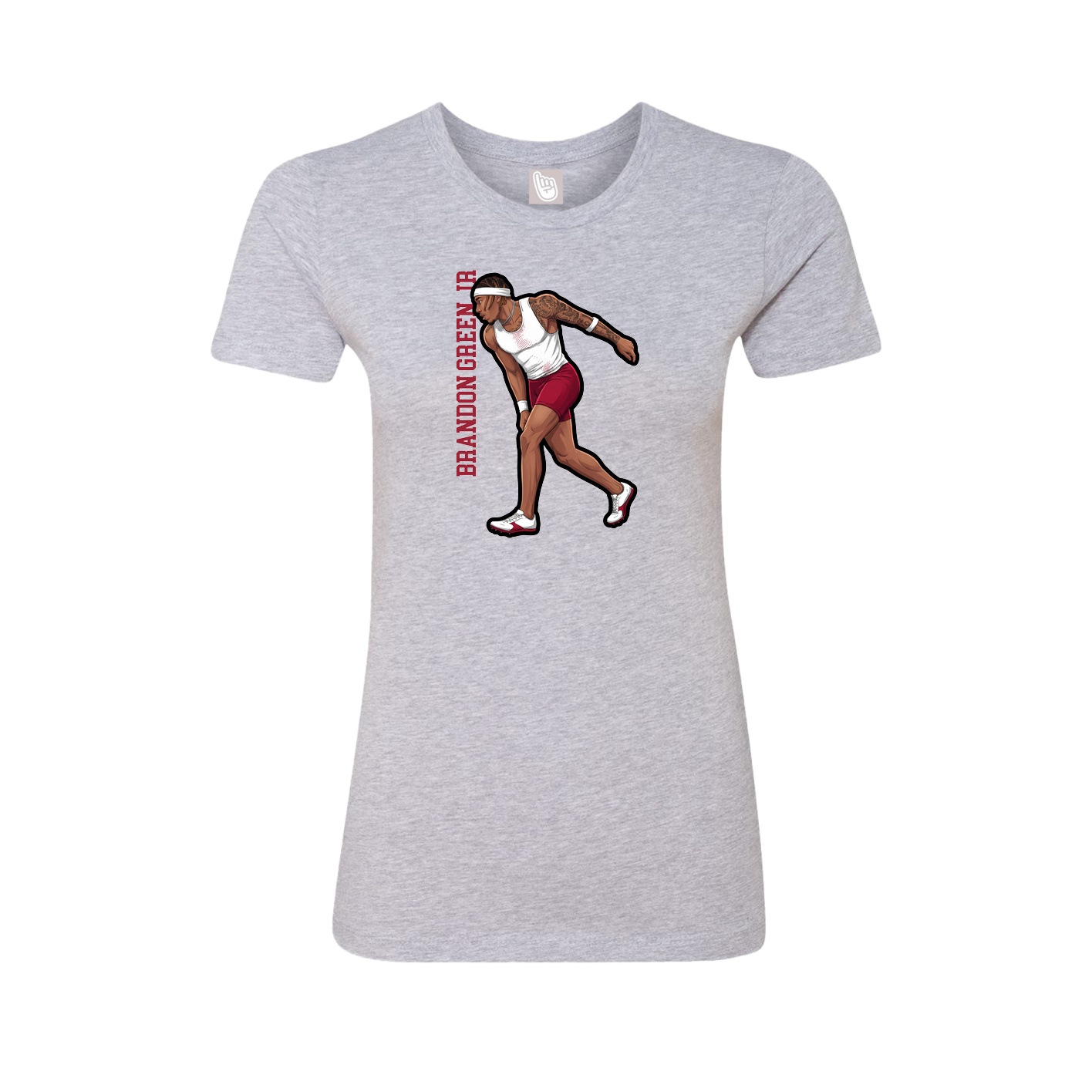 Fitted Women's Tee — Name Vertical in Grey