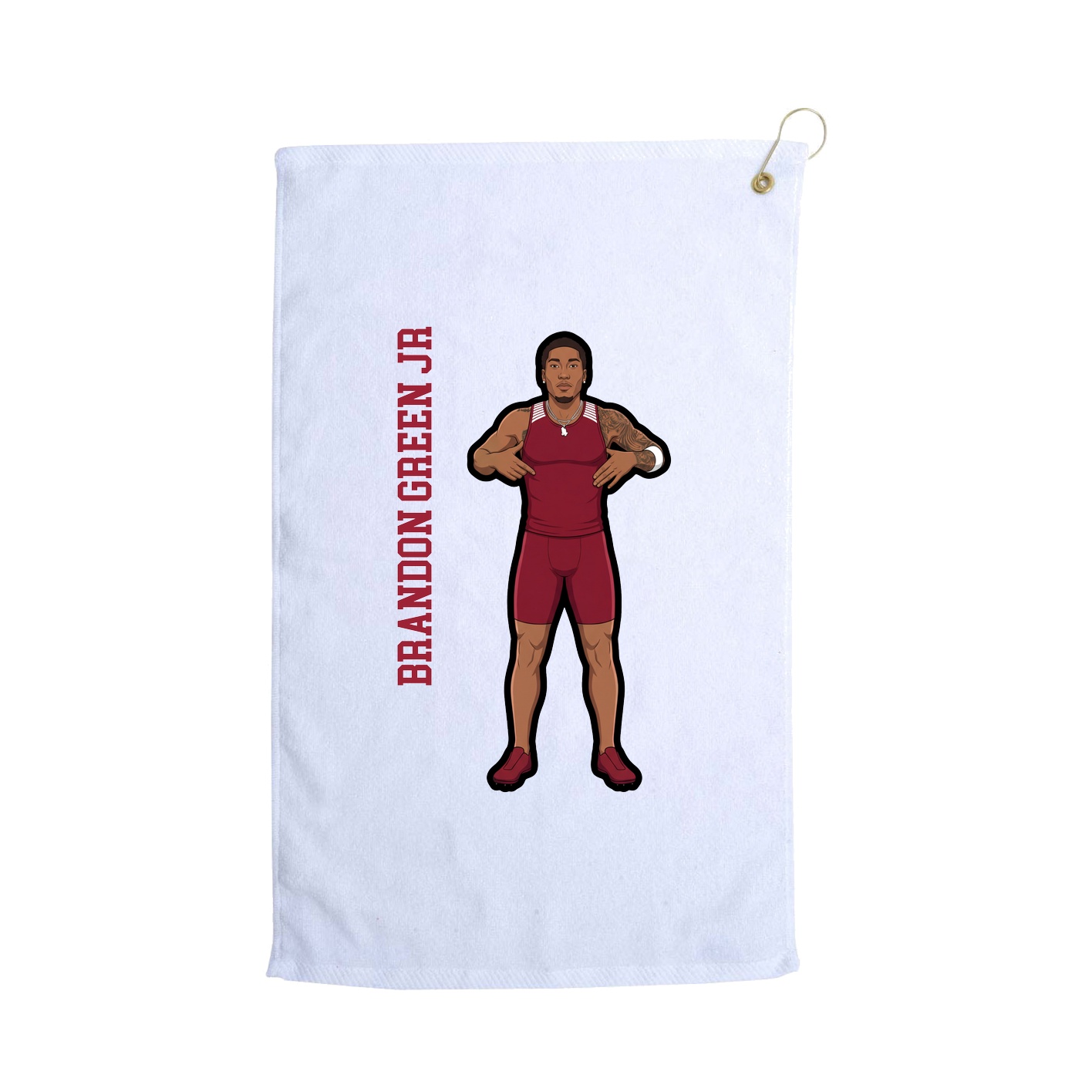 Golf Towel — Name Vertical in White
