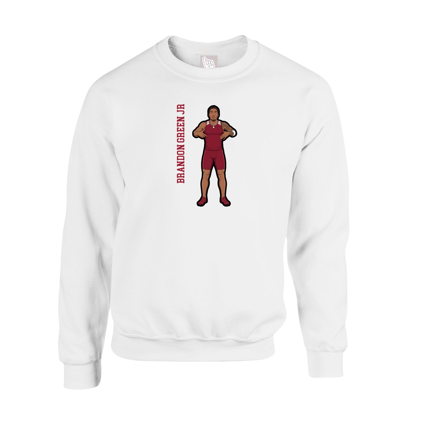 Fleece Crew — Name Vertical in White