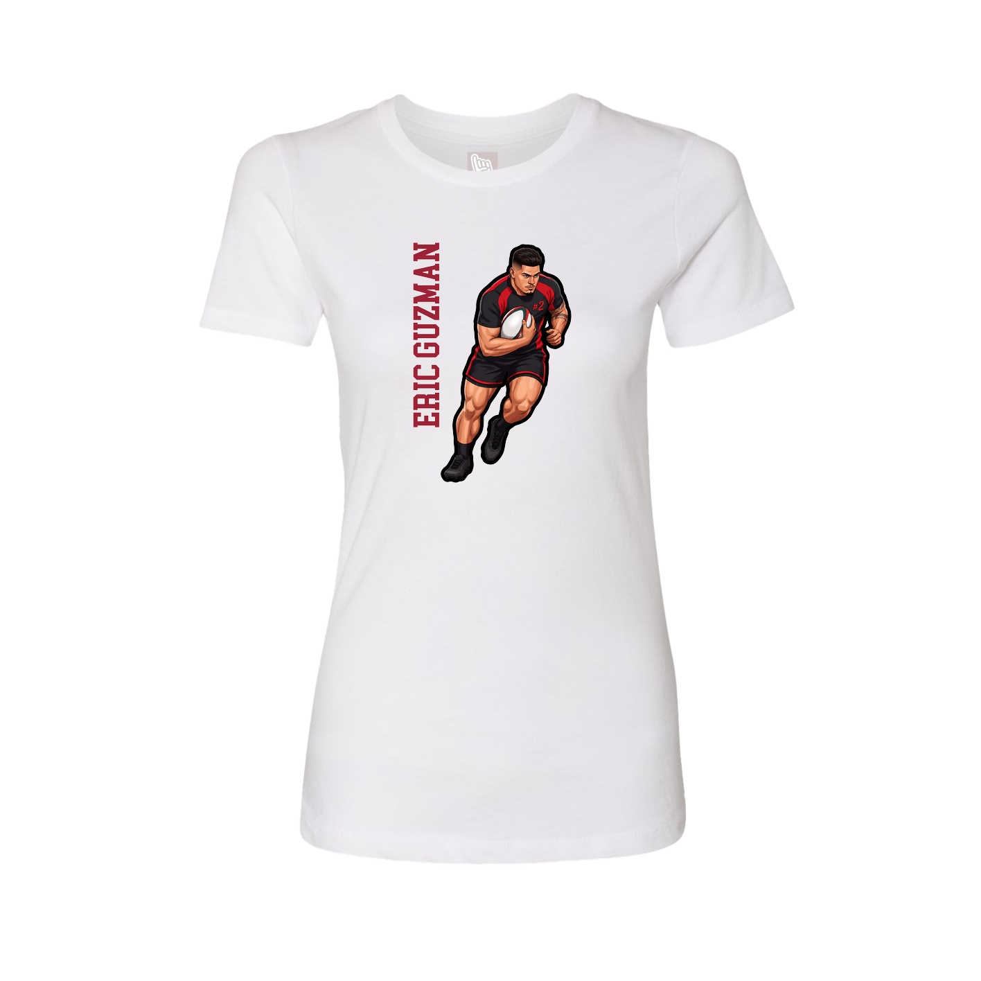 Fitted Women's Tee — Name Vertical in White