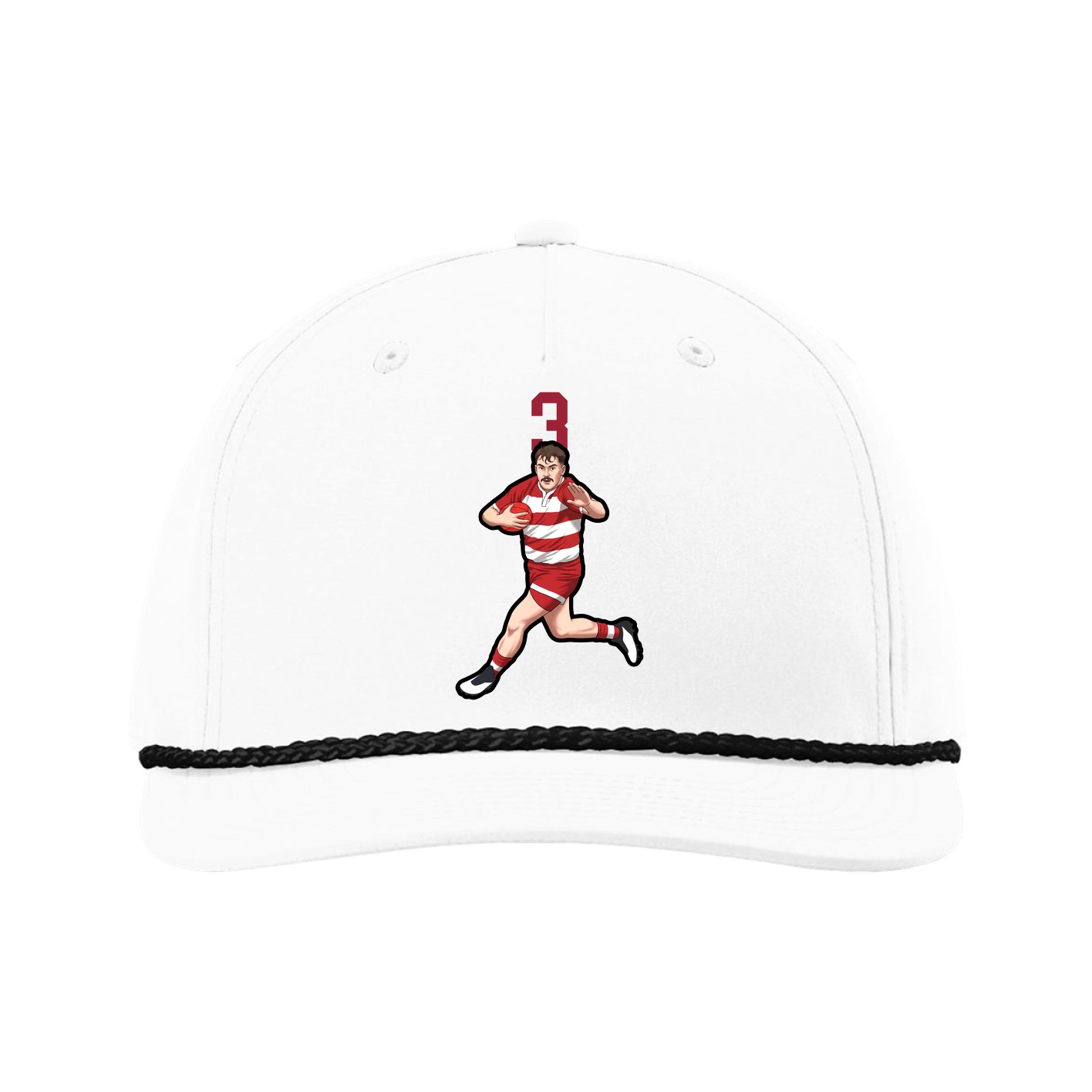 Five-Panel Classic Rope Cap — Number Top in White