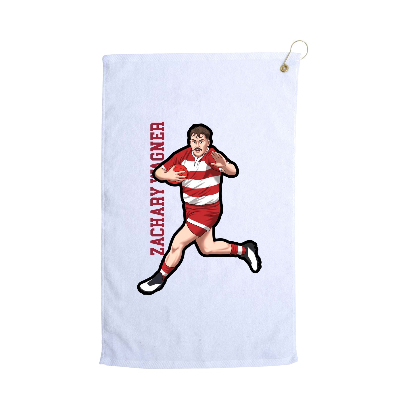 Golf Towel — Name Vertical in White