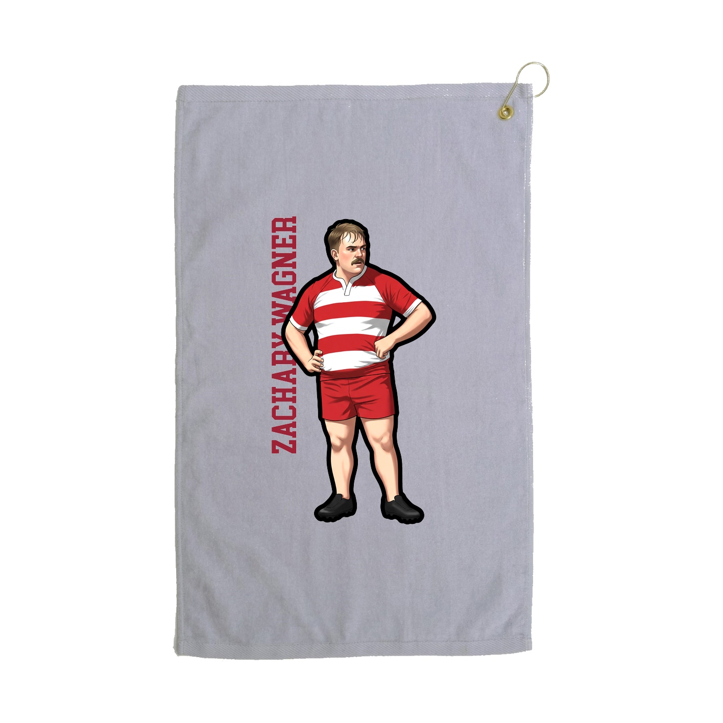 Golf Towel — Name Vertical in Grey