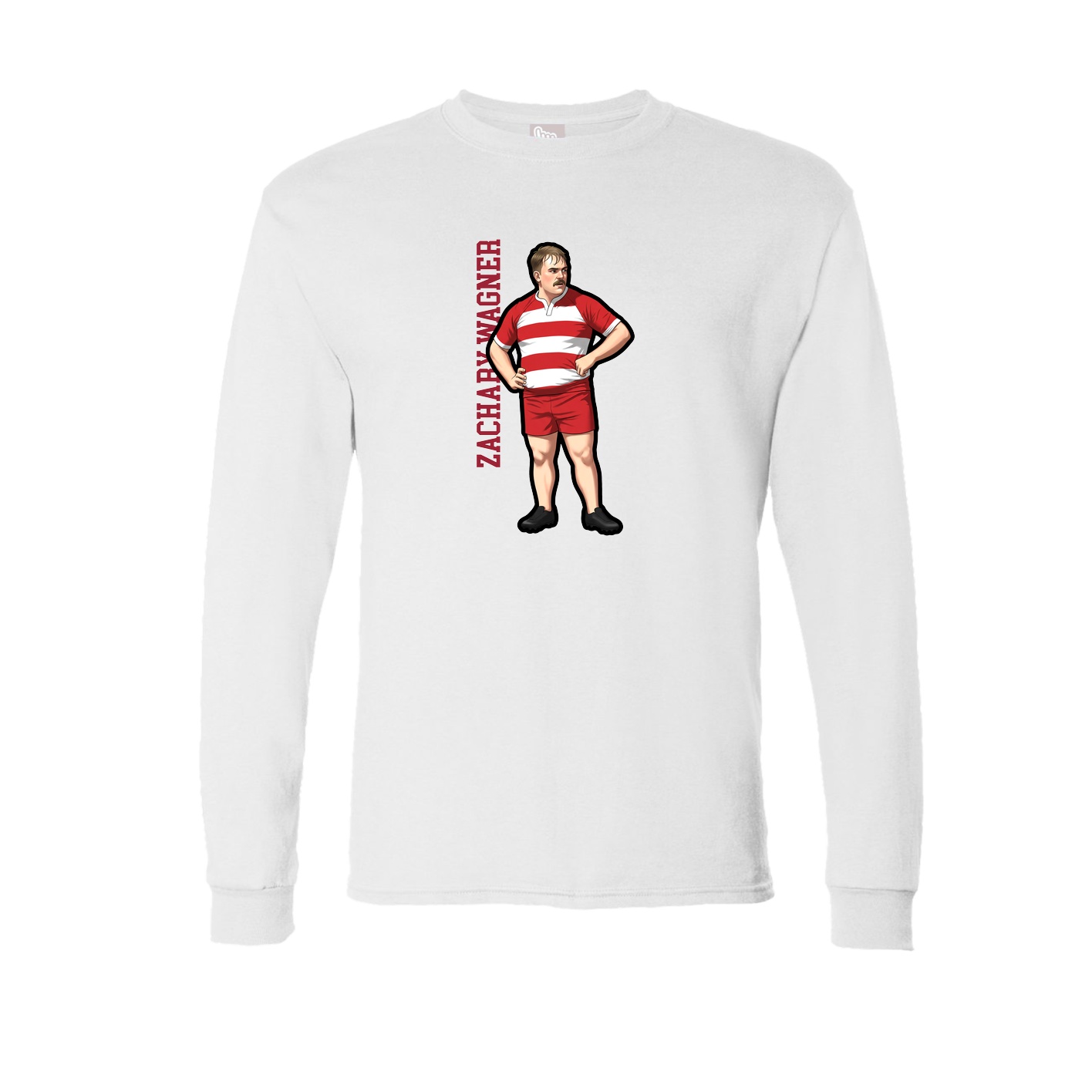 Long Sleeve Tee — Name Vertical in White