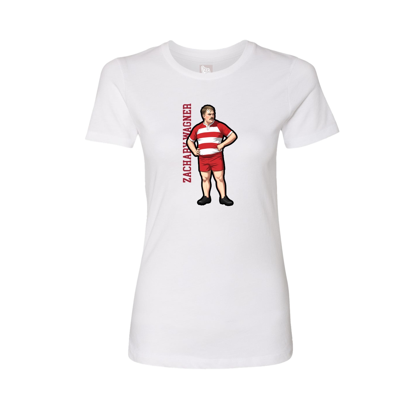 Fitted Women's Tee — Name Vertical in White