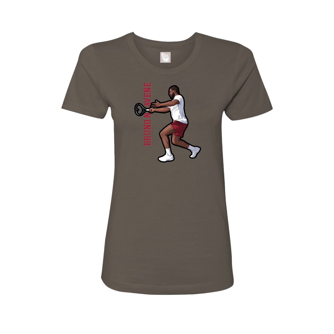 Fitted Women's Tee — Name Vertical in Grey