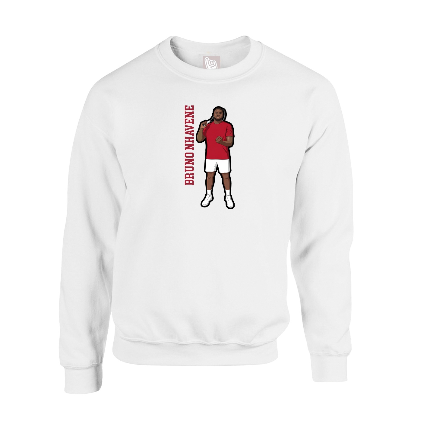 Fleece Crew — Name Vertical in White