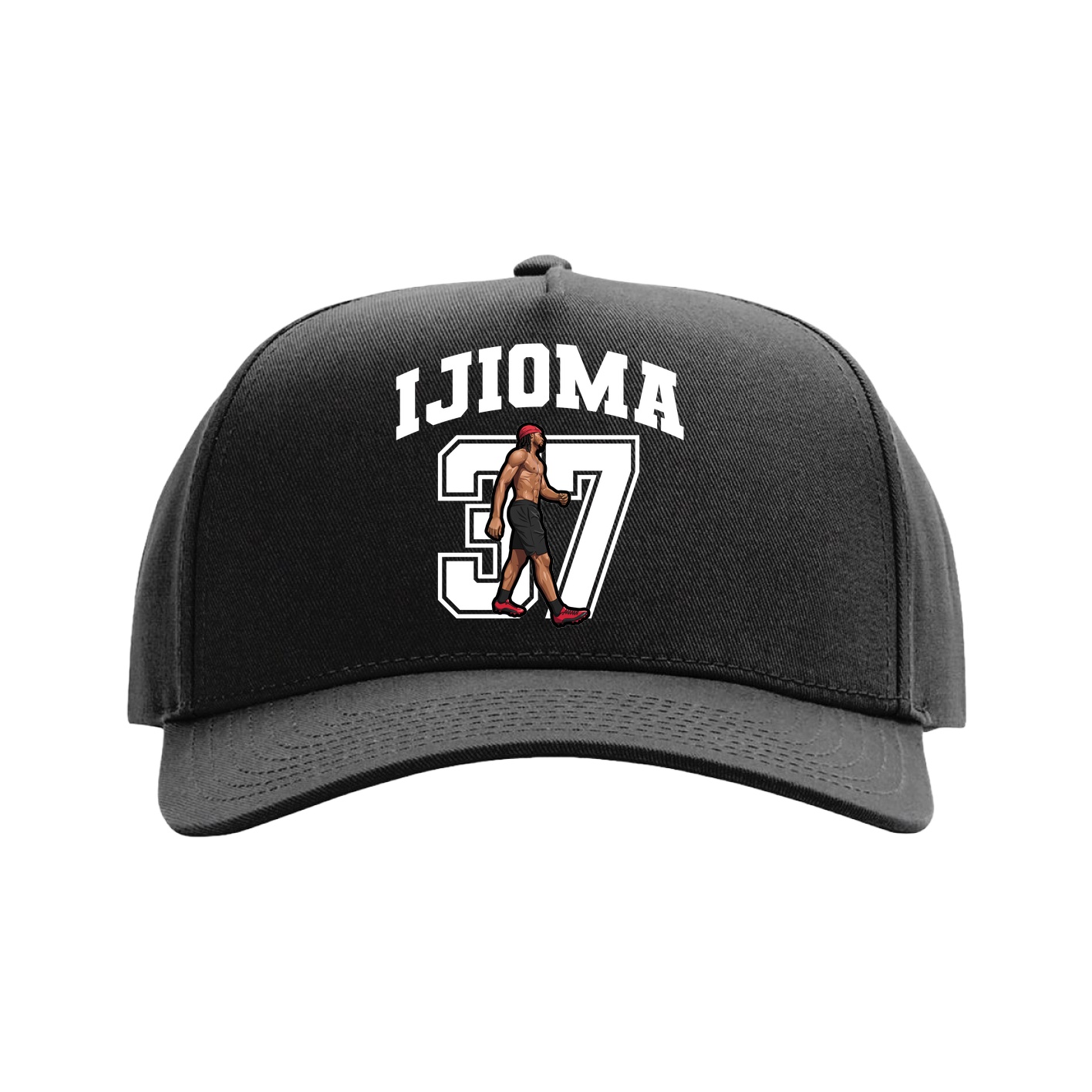 Full Fabric Five-Panel Champ Cap — Number in Black
