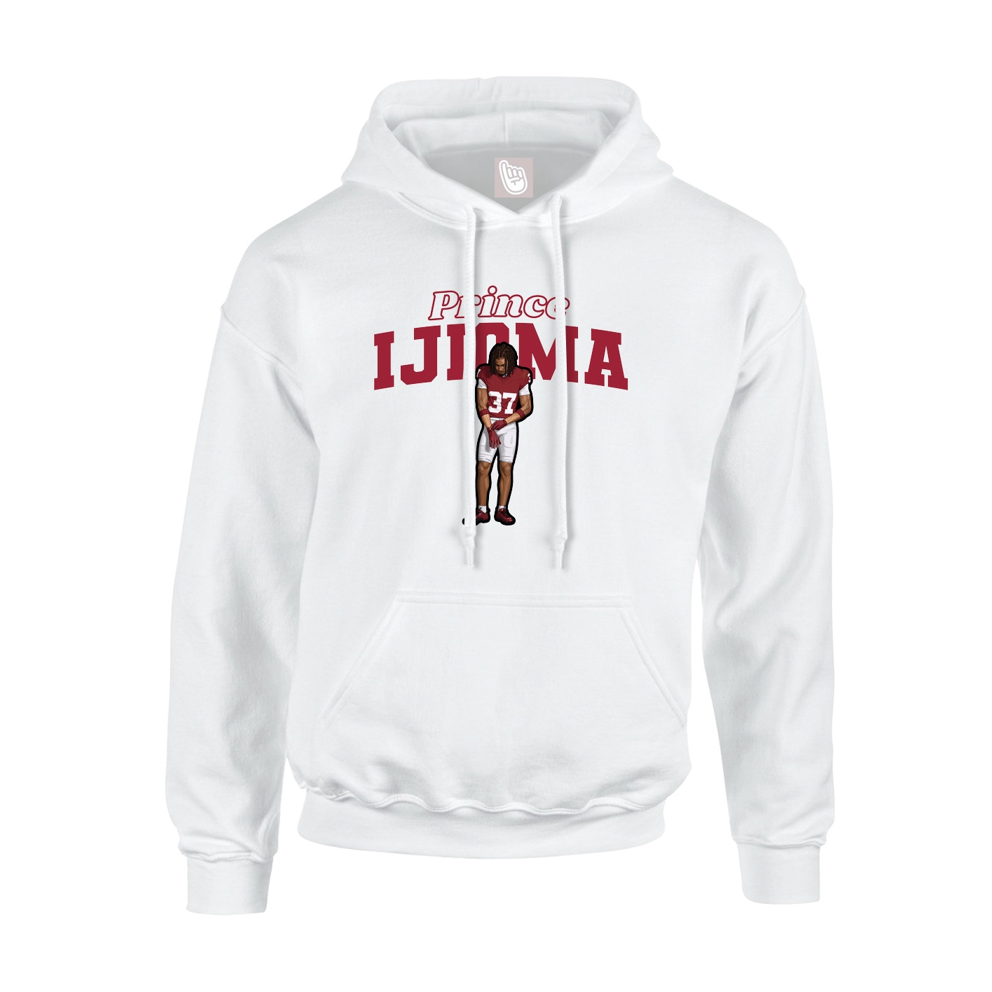 Youth Hoodie — Name Arch in White